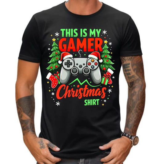 Koszulka męska świąteczna - prezent dla gracza - Gamer Christmas T-shirt BN135 - StoryCups.pl
