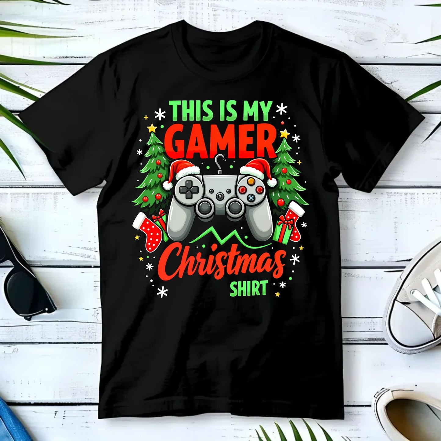 Koszulka męska świąteczna - prezent dla gracza - Gamer Christmas T-shirt BN135 - StoryCups.pl