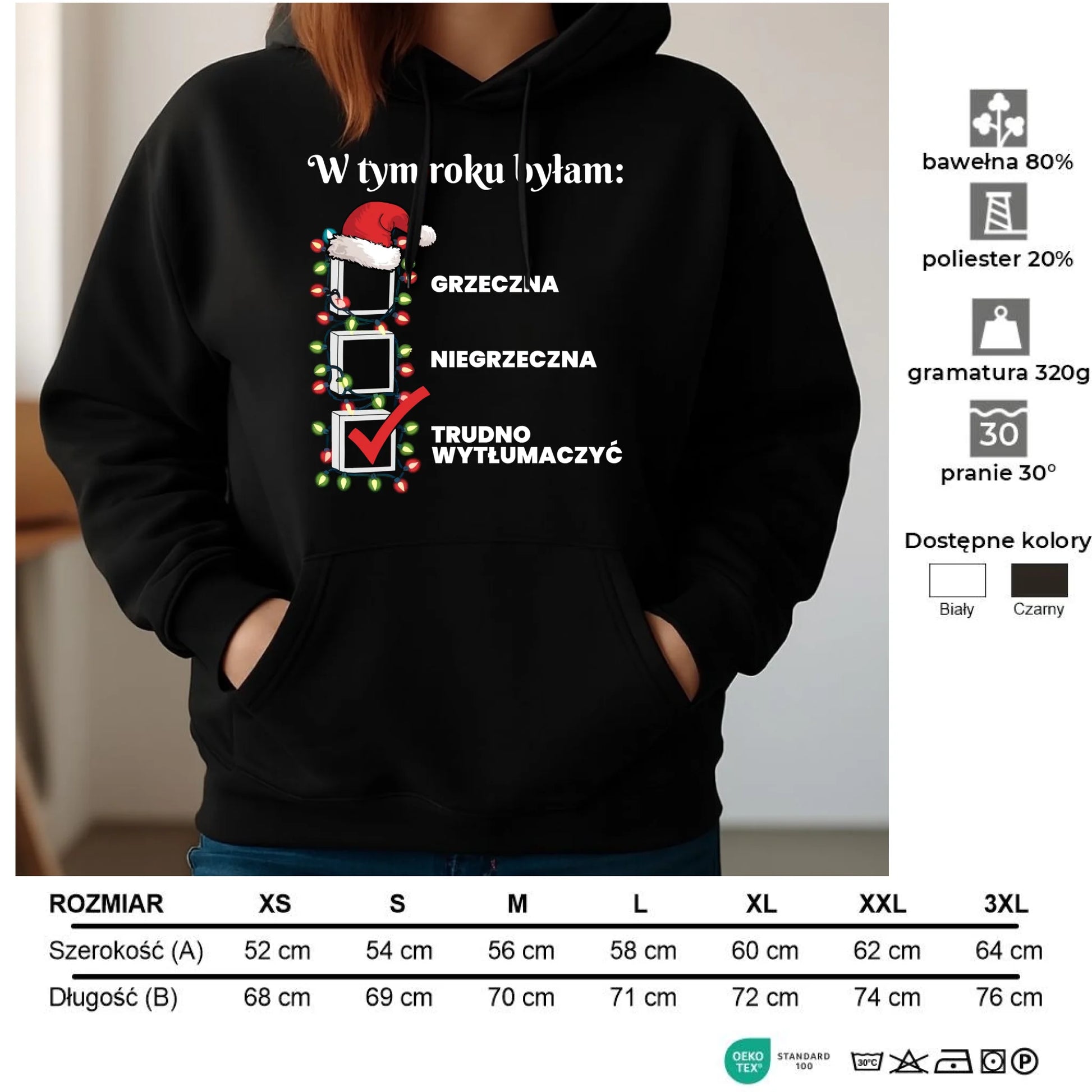 Bluza damska z kapturem na święta - Trudno wytłumaczyć BN137 - StoryCups.pl