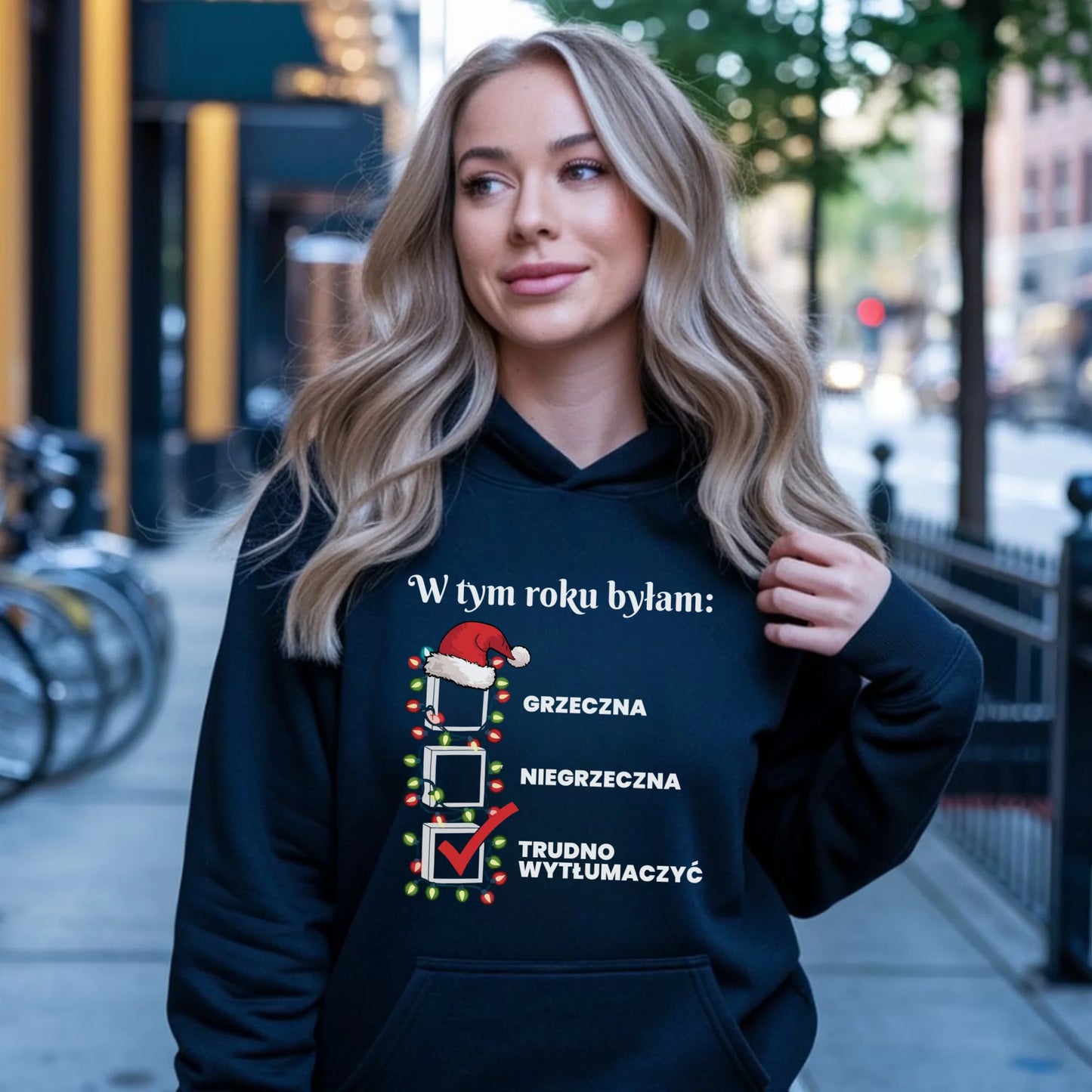 Bluza damska z kapturem na święta - Trudno wytłumaczyć BN137 - StoryCups.pl