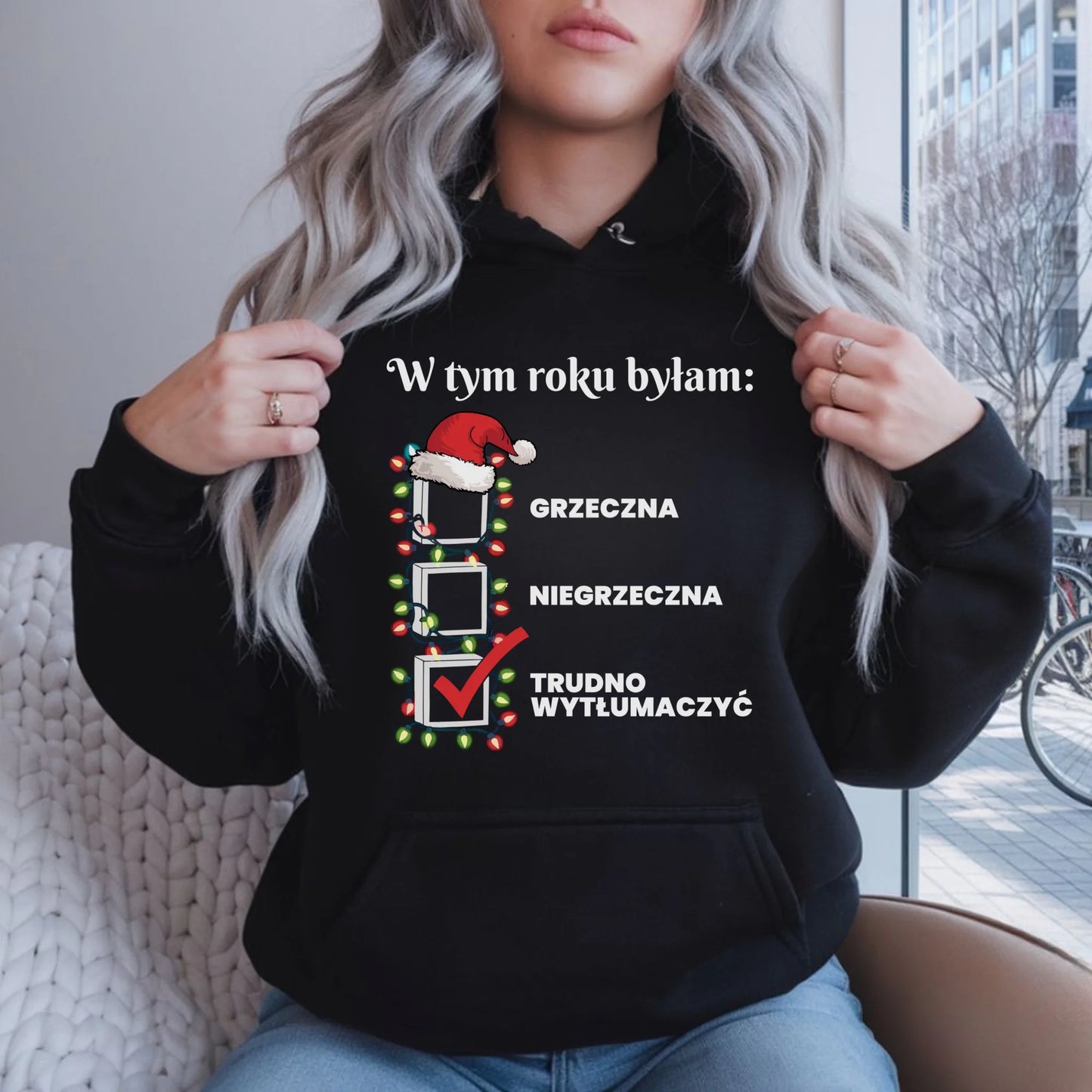 Bluza damska z kapturem na święta - Trudno wytłumaczyć BN137 - StoryCups.pl