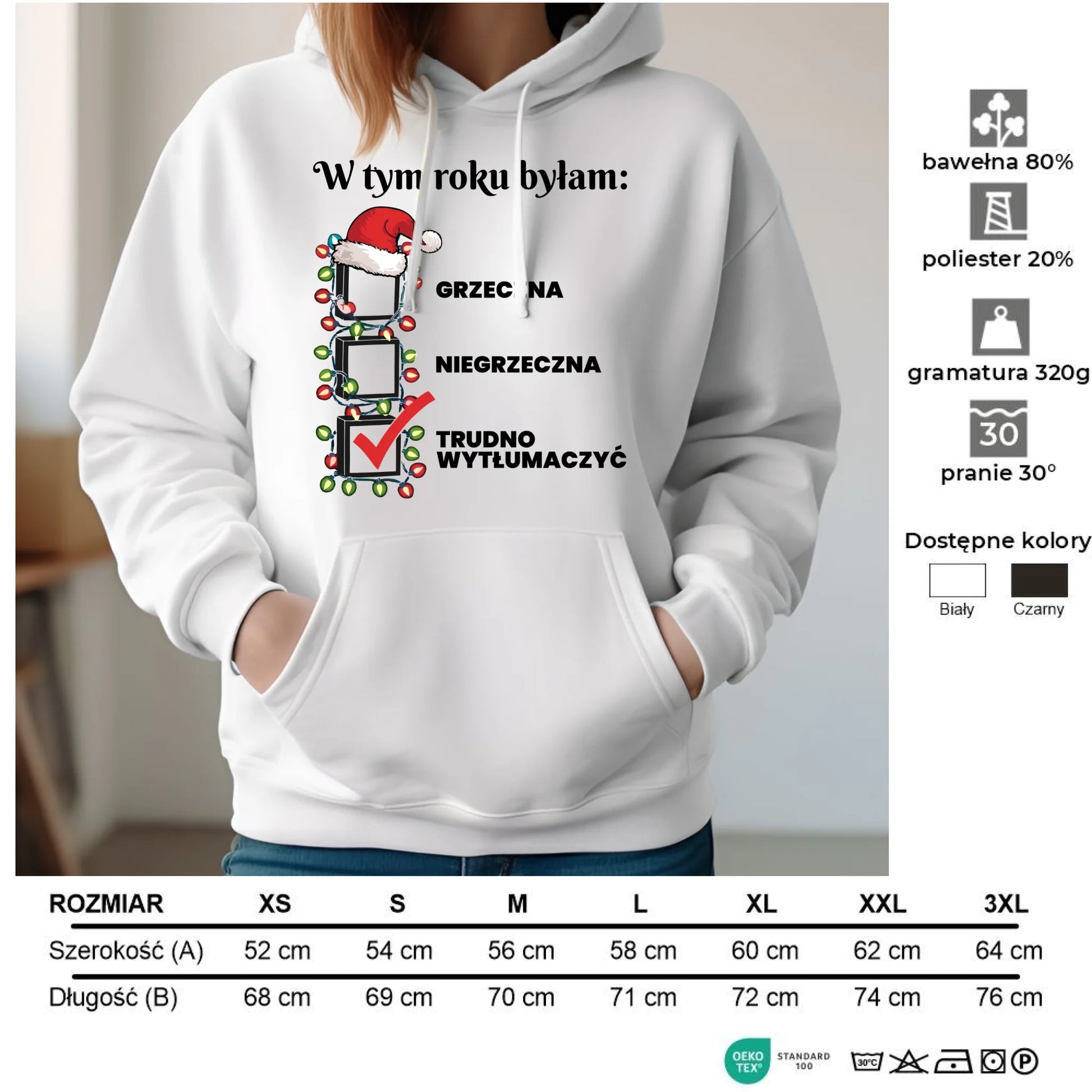 Bluza damska z kapturem na święta - Trudno wytłumaczyć BN137 - StoryCups.pl