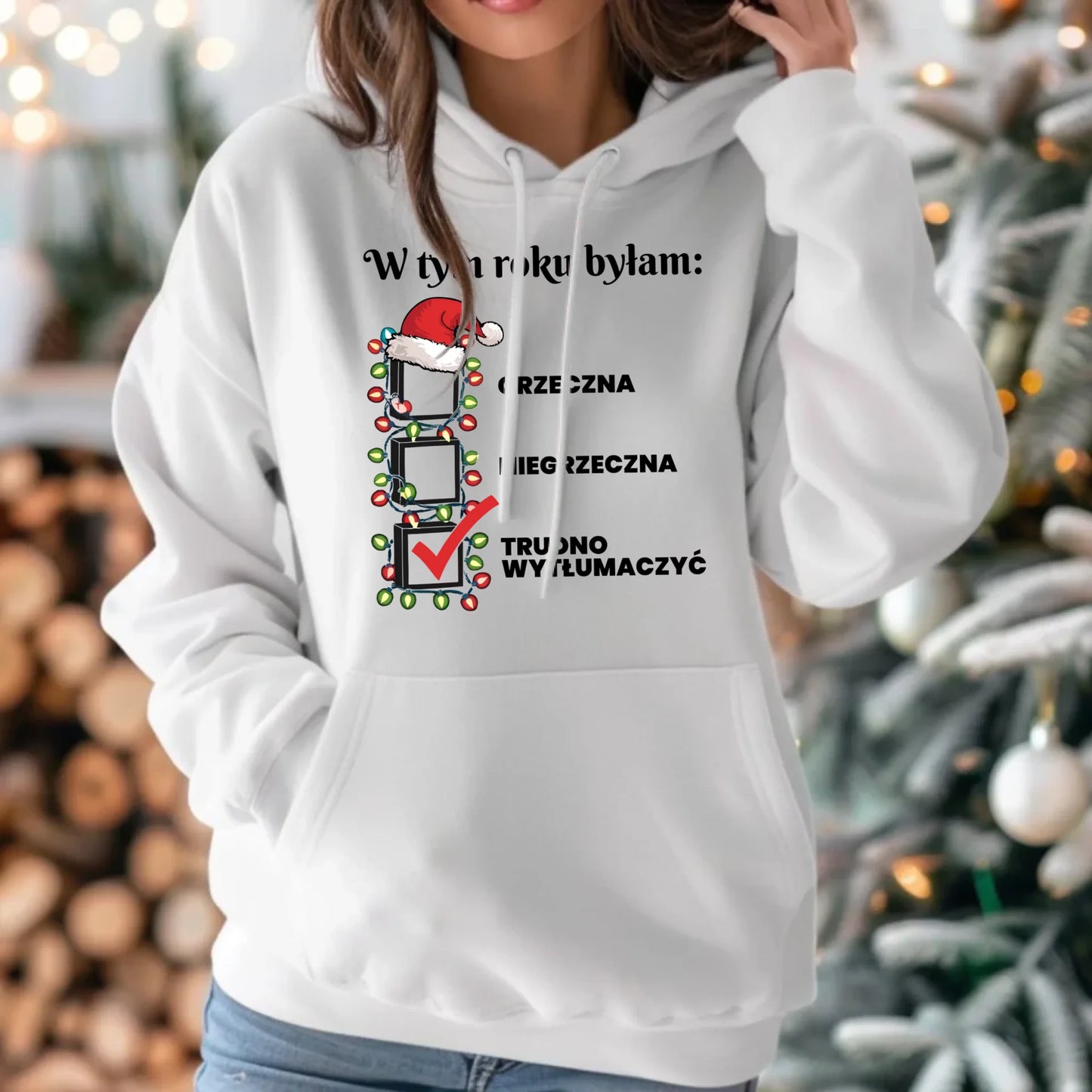 Bluza damska z kapturem na święta - Trudno wytłumaczyć BN137 - StoryCups.pl