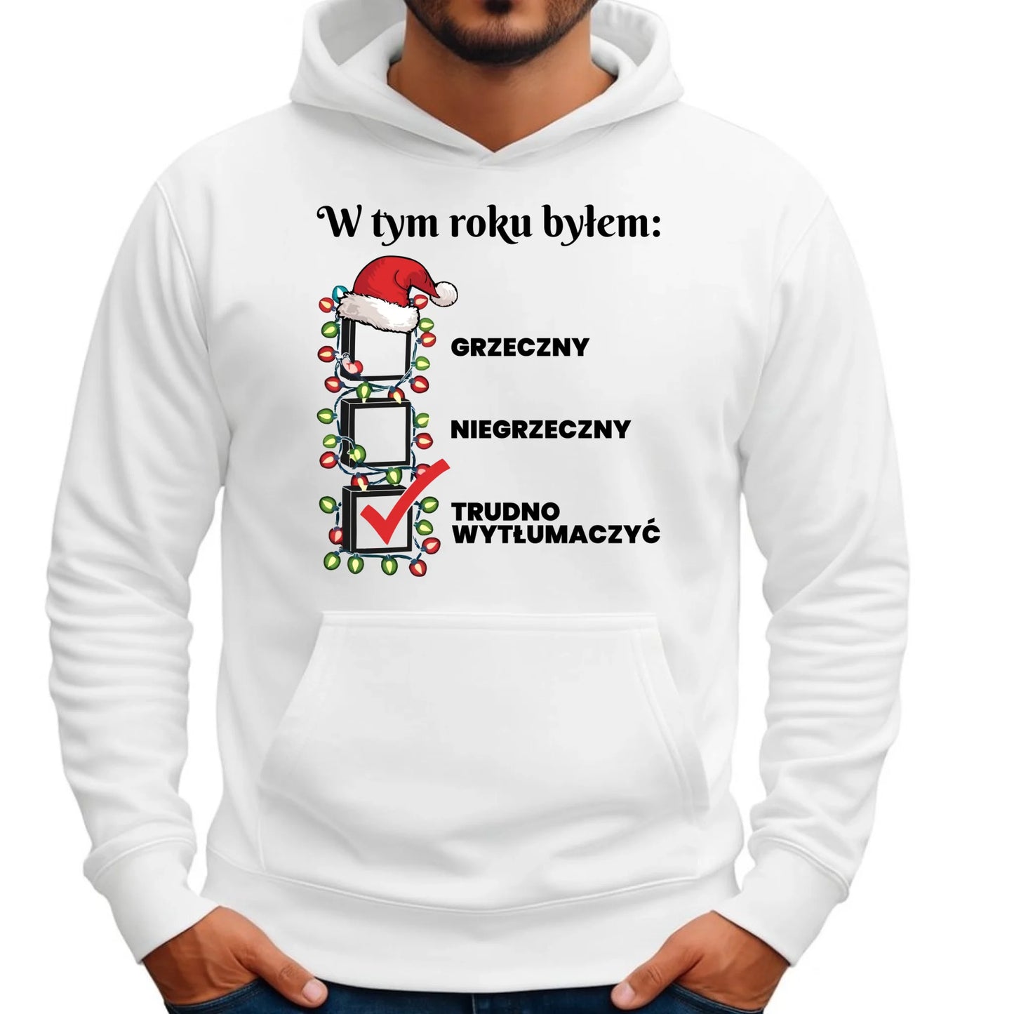 Bluza męska z kapturem na święta - Trudno wytłumaczyć BN134 - StoryCups.pl