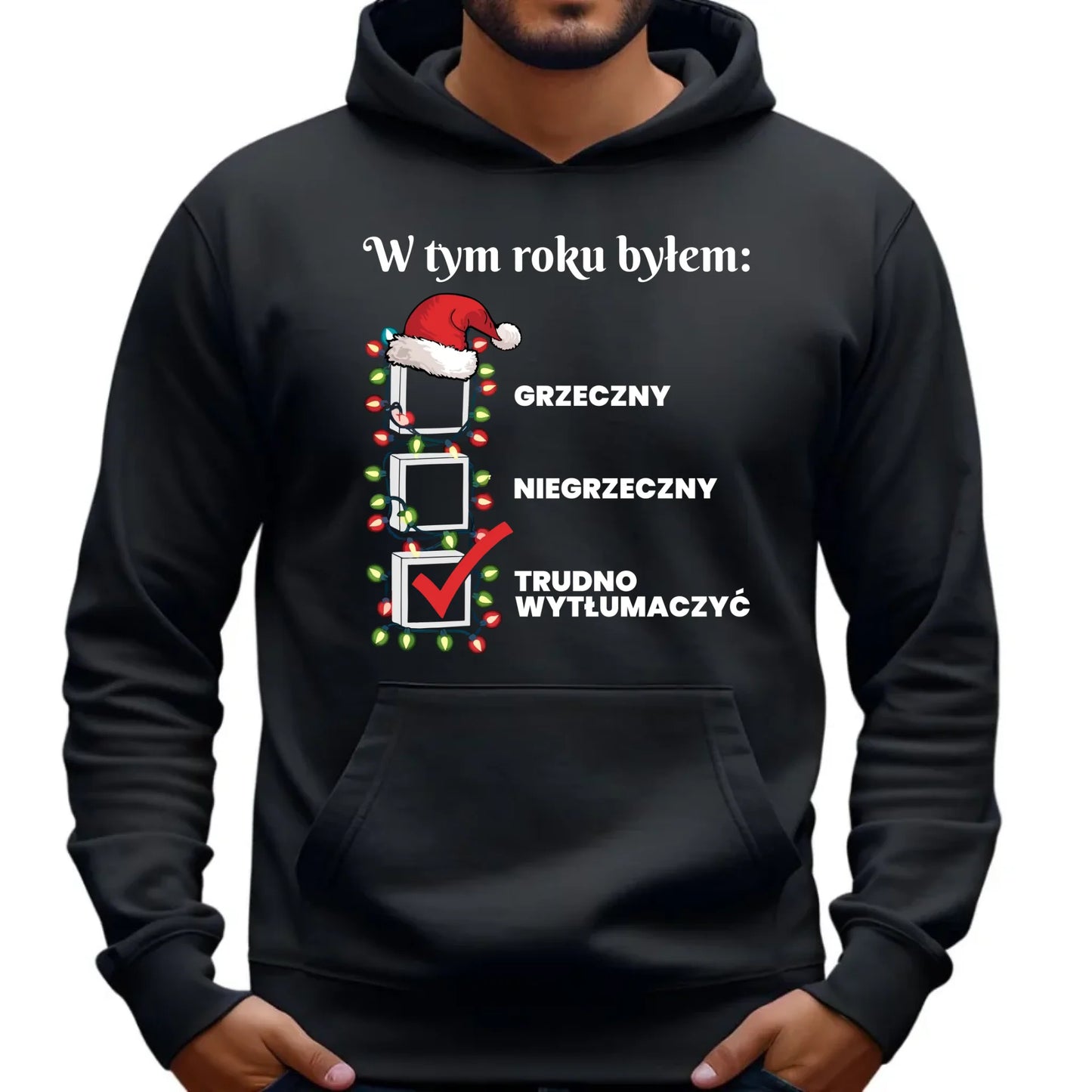 Bluza męska z kapturem na święta - Trudno wytłumaczyć BN134 - StoryCups.pl