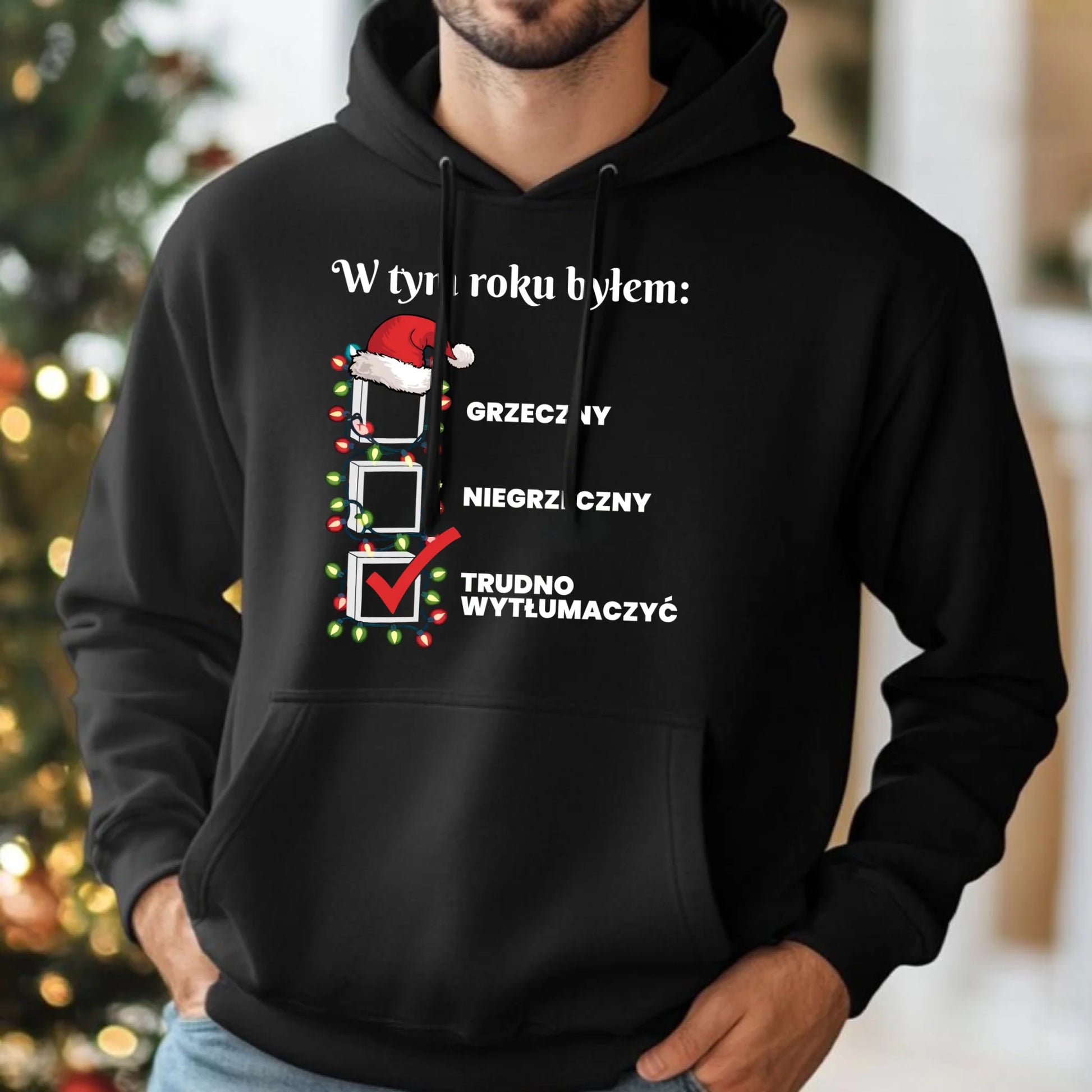 Bluza męska z kapturem na święta - Trudno wytłumaczyć BN134 - StoryCups.pl
