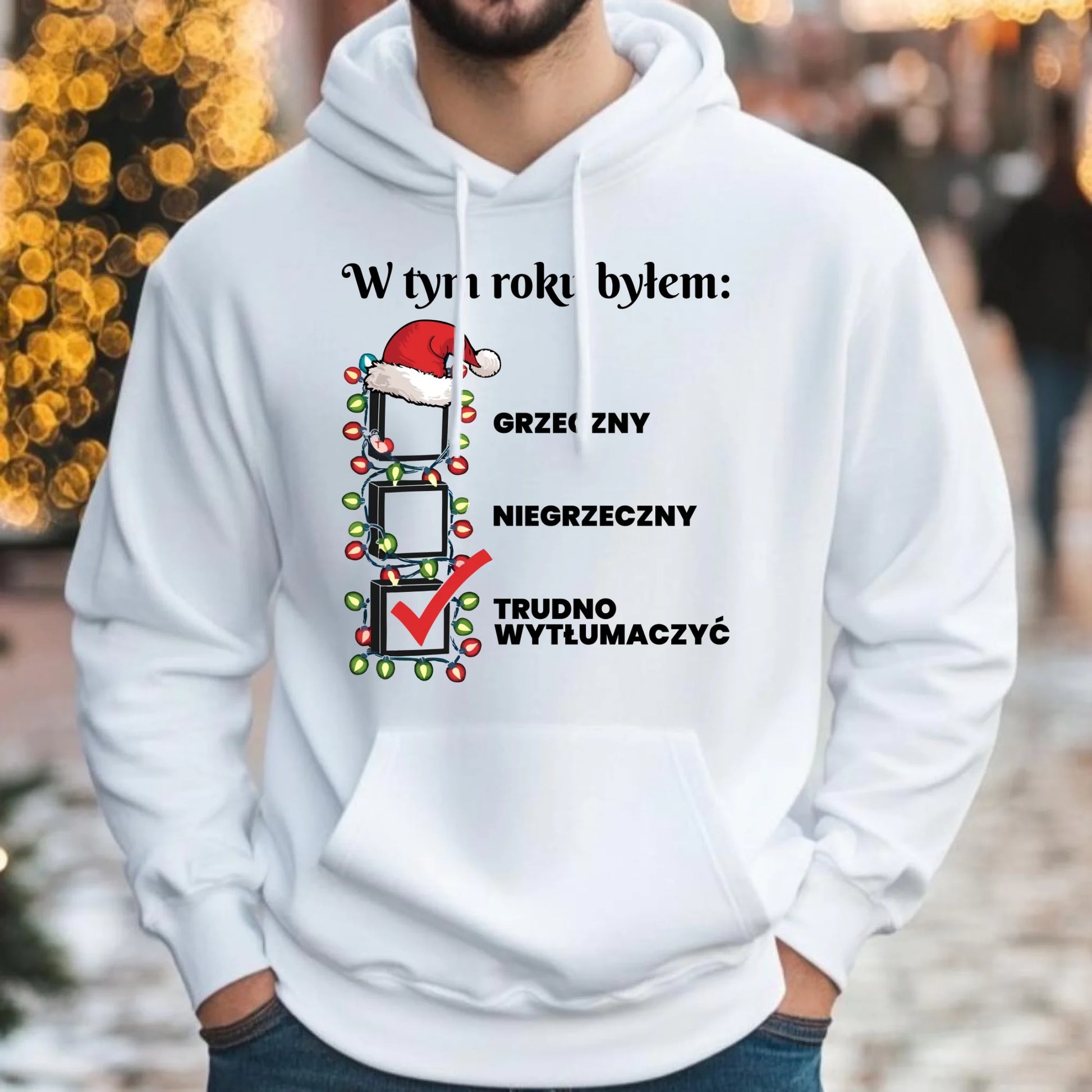 Bluza męska z kapturem na święta - Trudno wytłumaczyć BN134 - StoryCups.pl