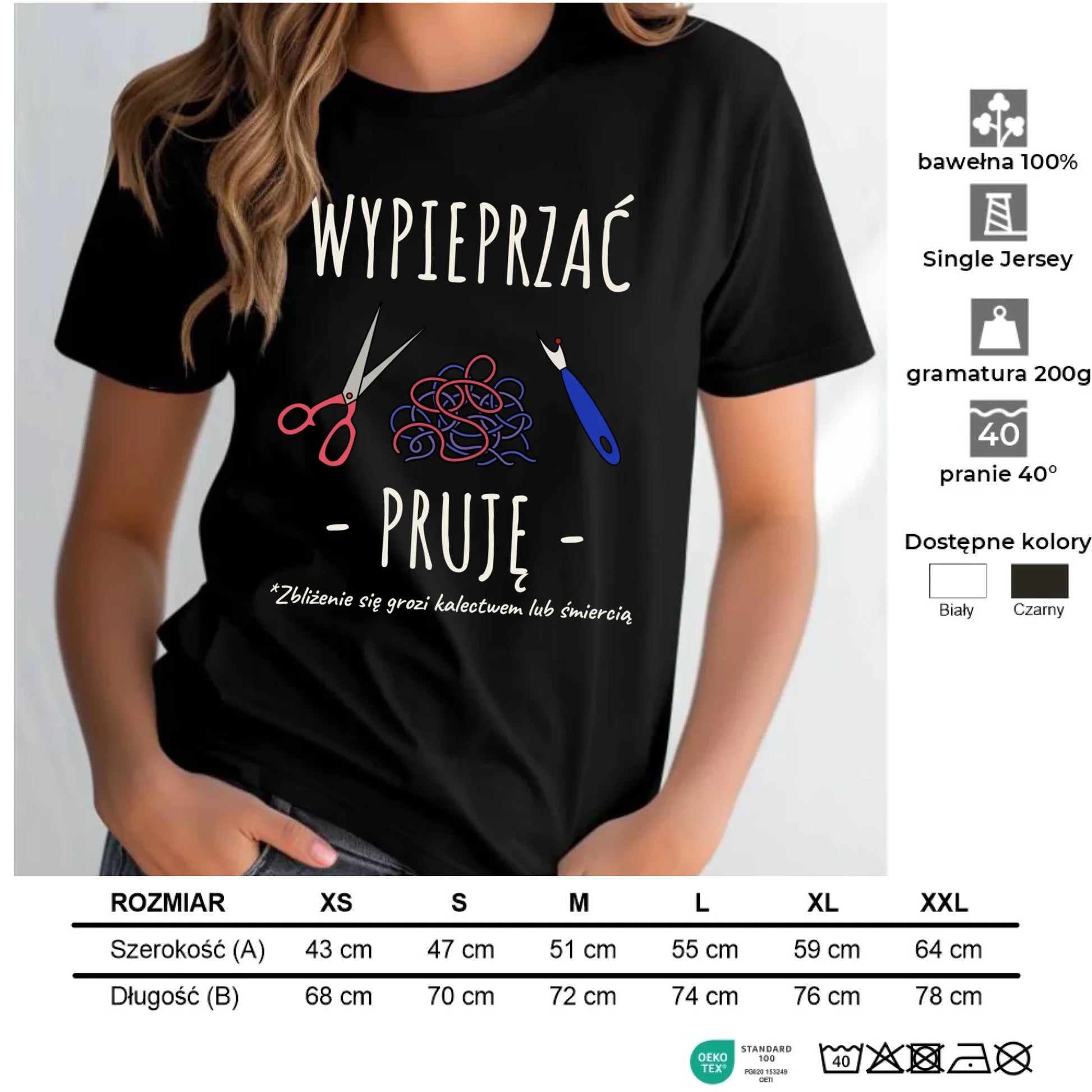 Koszulka damska szyciowa dla krawcowej - Wypieprzać, pruję HS08 - StoryCups.pl