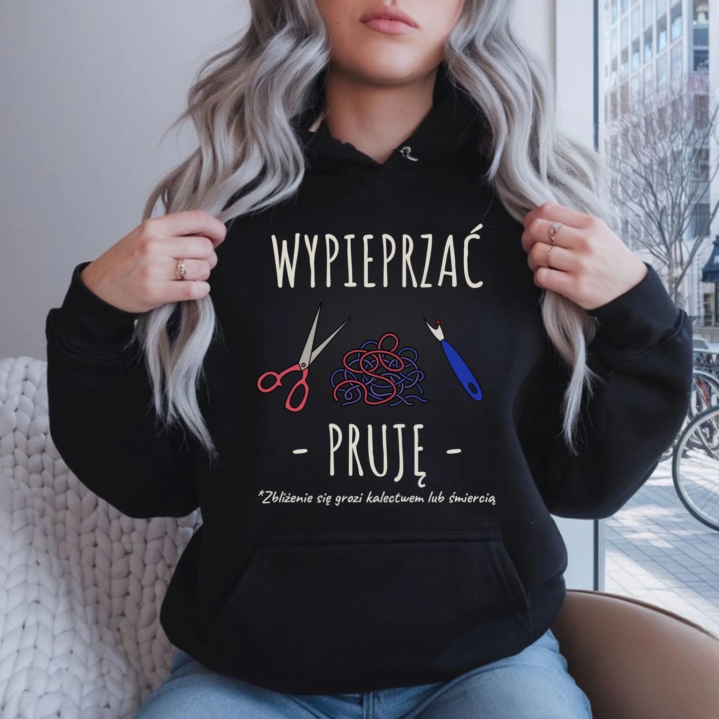 Bluza damska z kapturem szyciowa dla krawcowej - Wypieprzać, pruję HS08 - StoryCups.pl