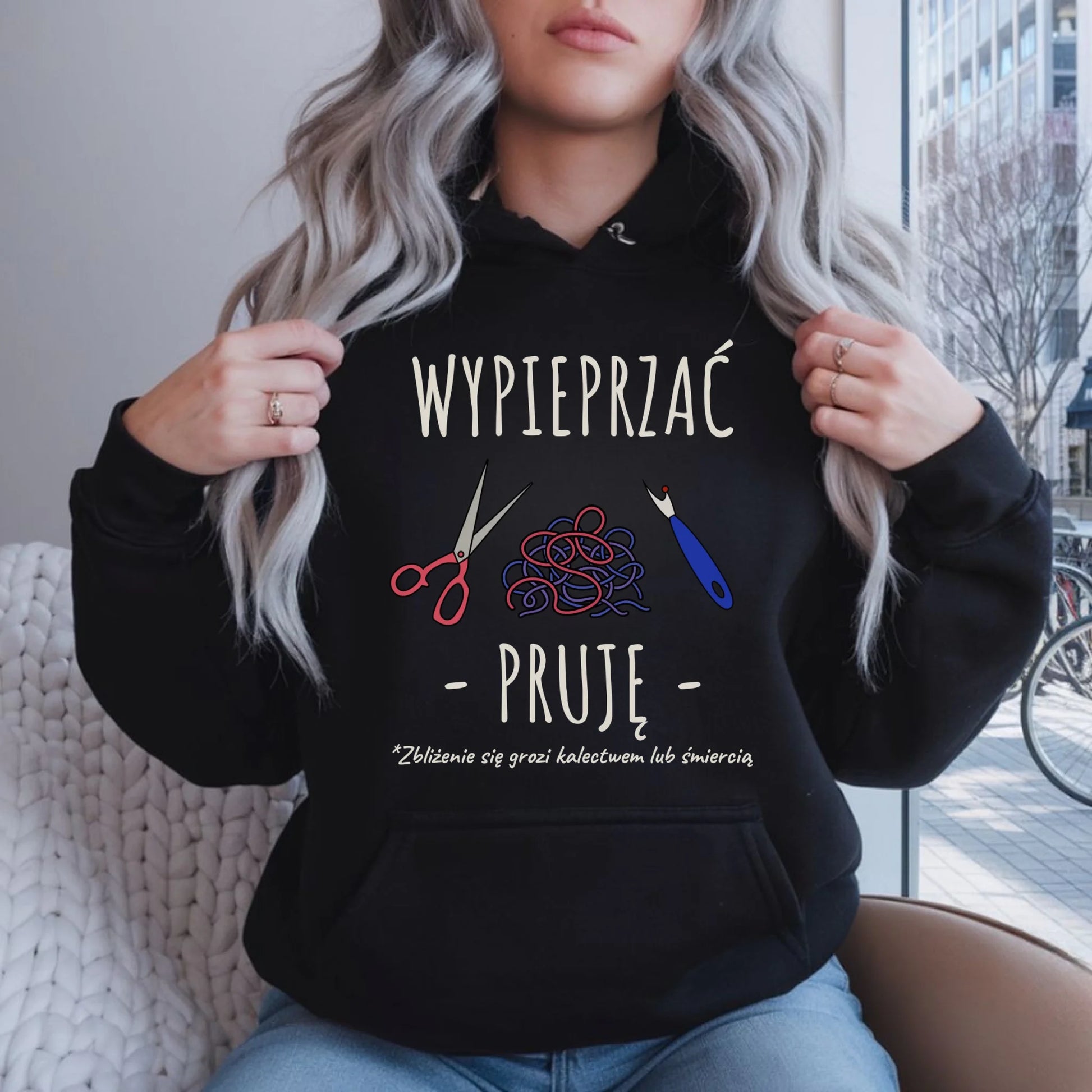 Bluza damska z kapturem szyciowa dla krawcowej - Wypieprzać, pruję HS08 - StoryCups.pl