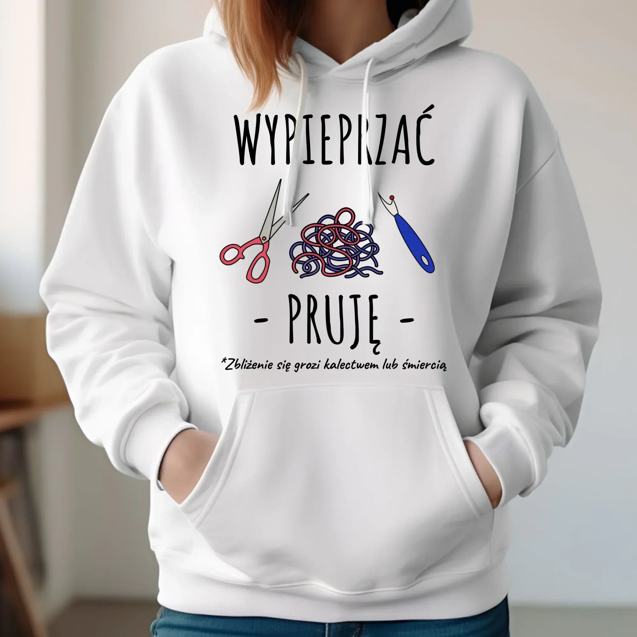 Bluza damska z kapturem szyciowa dla krawcowej - Wypieprzać, pruję HS08 - StoryCups.pl