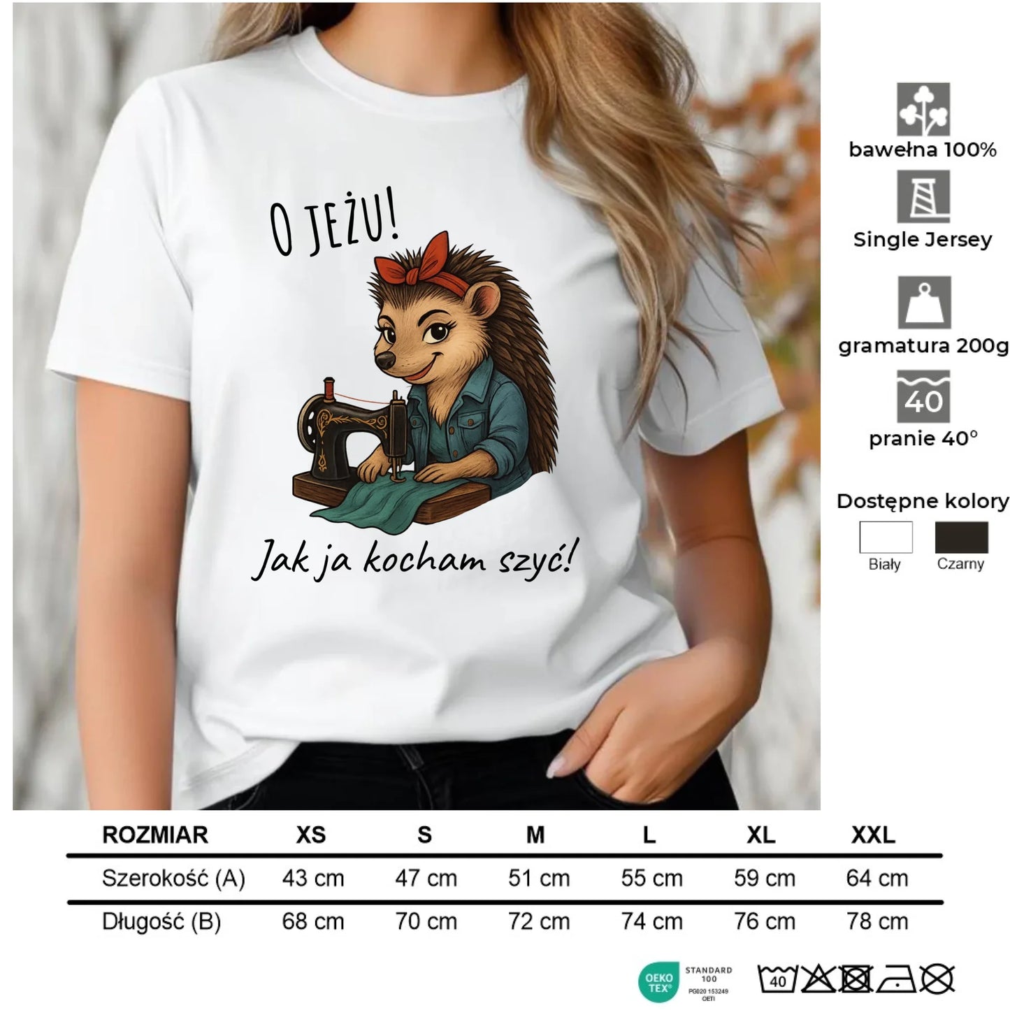 Koszulka damska szyciowa dla krawcowej - O JEŻU! Jak ja kocham szyć! HS09 - StoryCups.pl