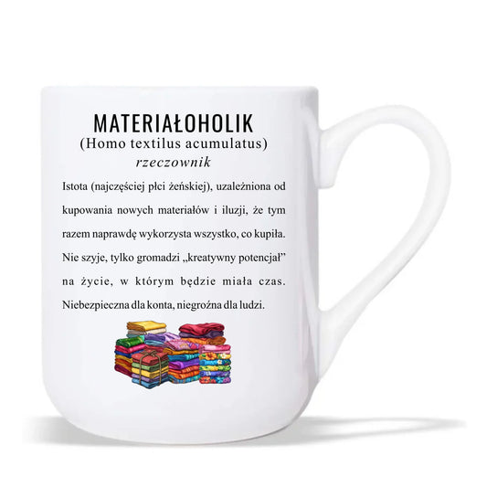Kubek elegant szyciowy dla krawcowej - Materiałoholik definicja HS11 - StoryCups.pl