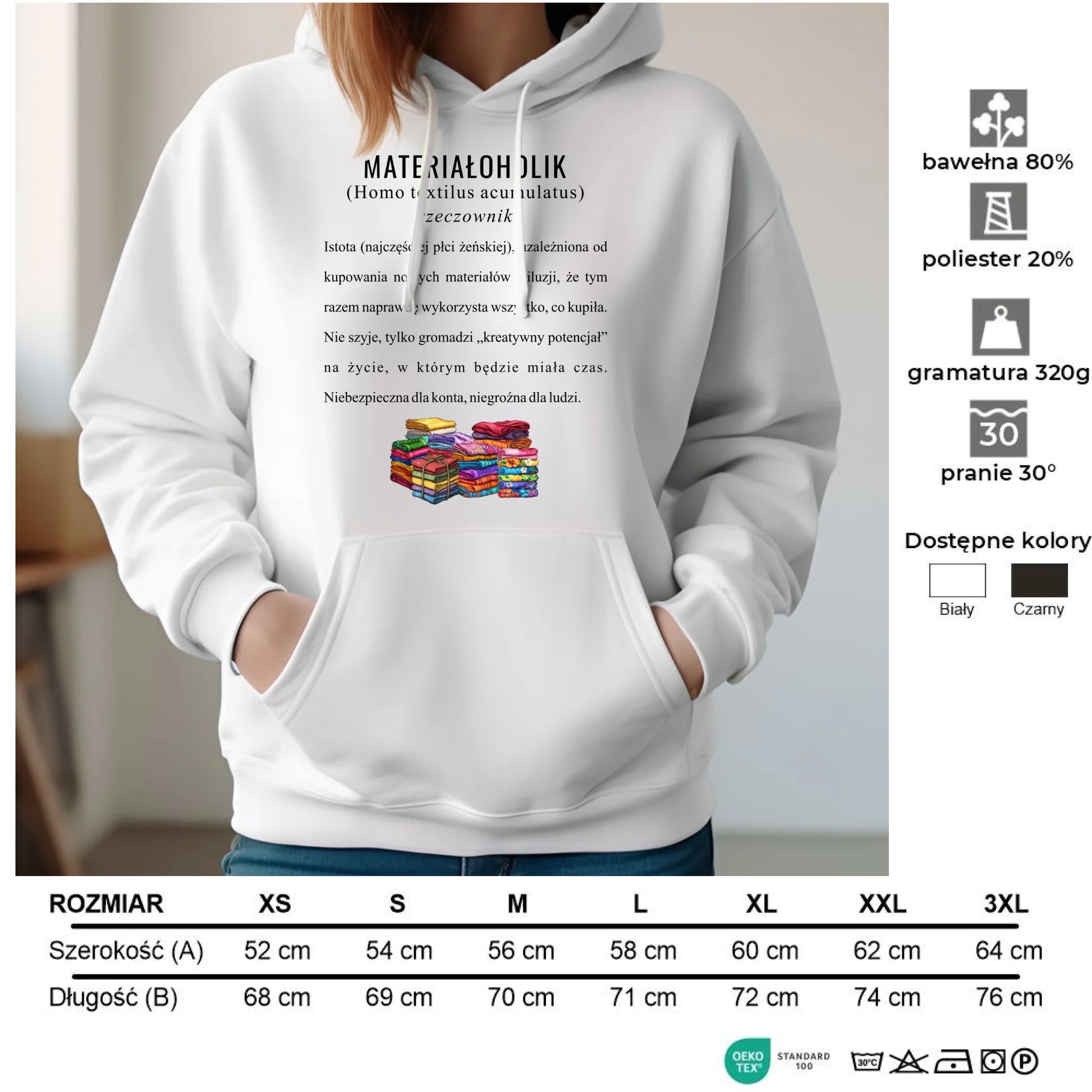 Bluza damska z kapturem szyciowa dla krawcowej - Materiałoholik definicja HS11 - StoryCups.pl