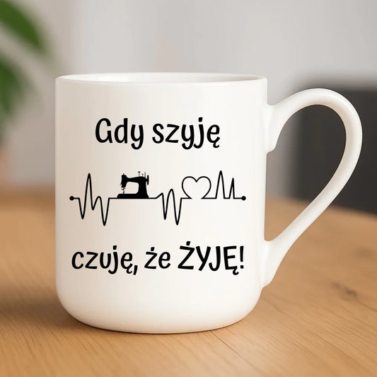 Kubek elegant szyciowy dla krawcowej - Gdy szyję czuję, że żyję HS12 - StoryCups.pl