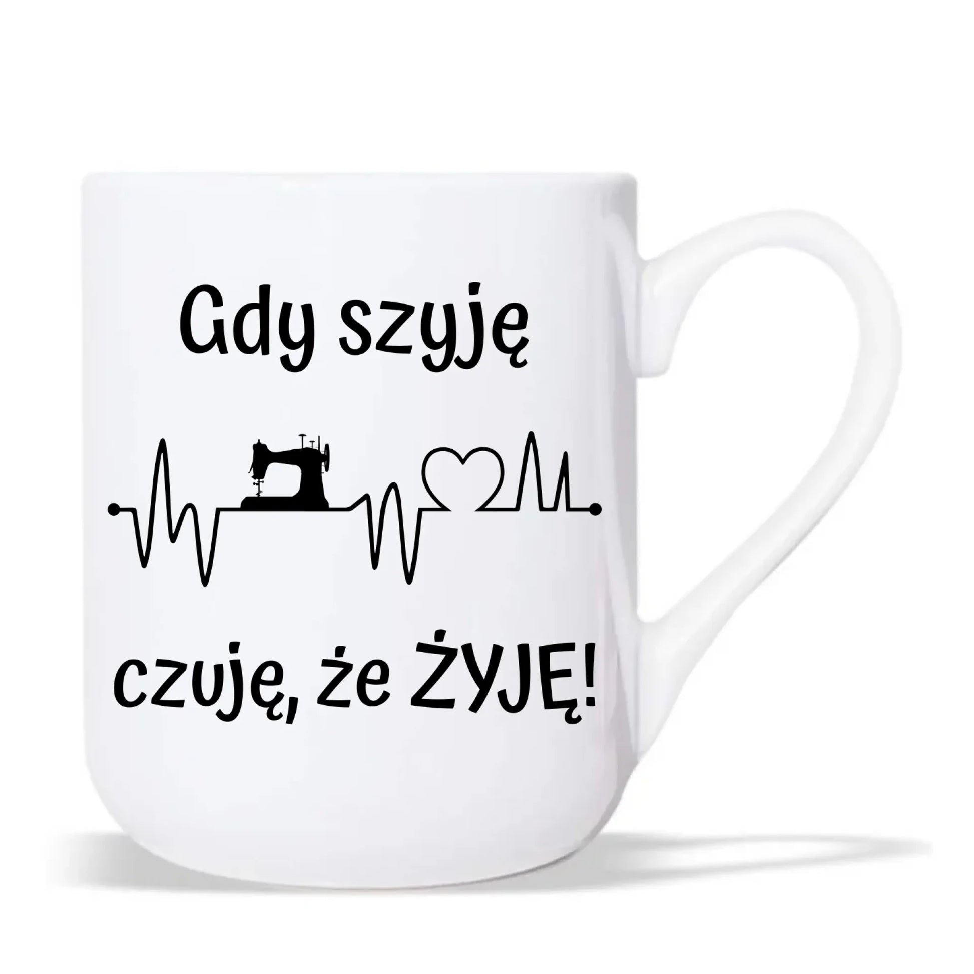 Kubek elegant szyciowy dla krawcowej - Gdy szyję czuję, że żyję HS12 - StoryCups.pl