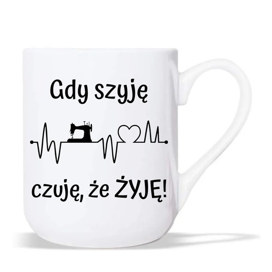 Kubek elegant szyciowy dla krawcowej - Gdy szyję czuję, że żyję HS12 - StoryCups.pl