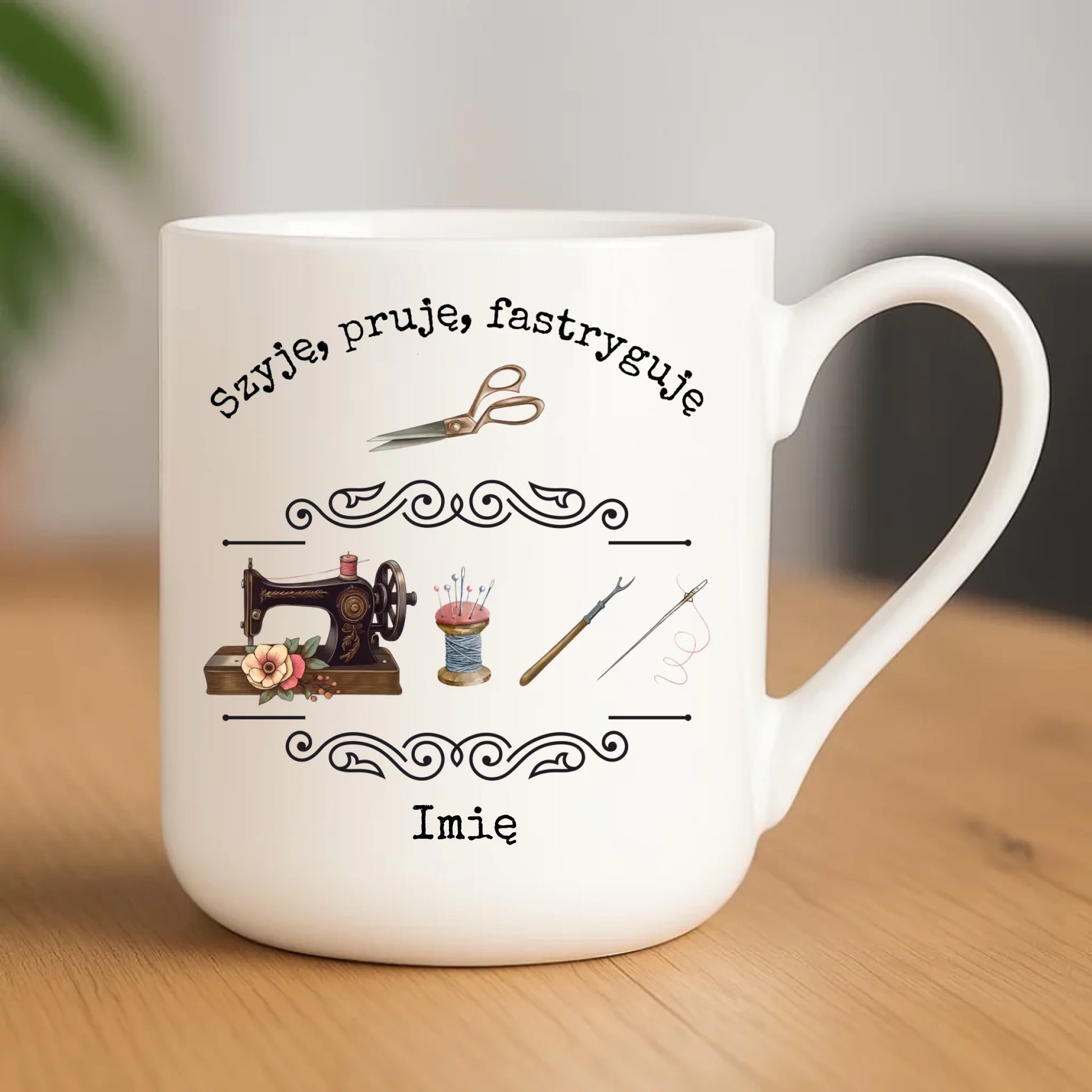 Kubek elegant szyciowy dla krawcowej - Szyję, pruję, fastryguję HS13 - StoryCups.pl