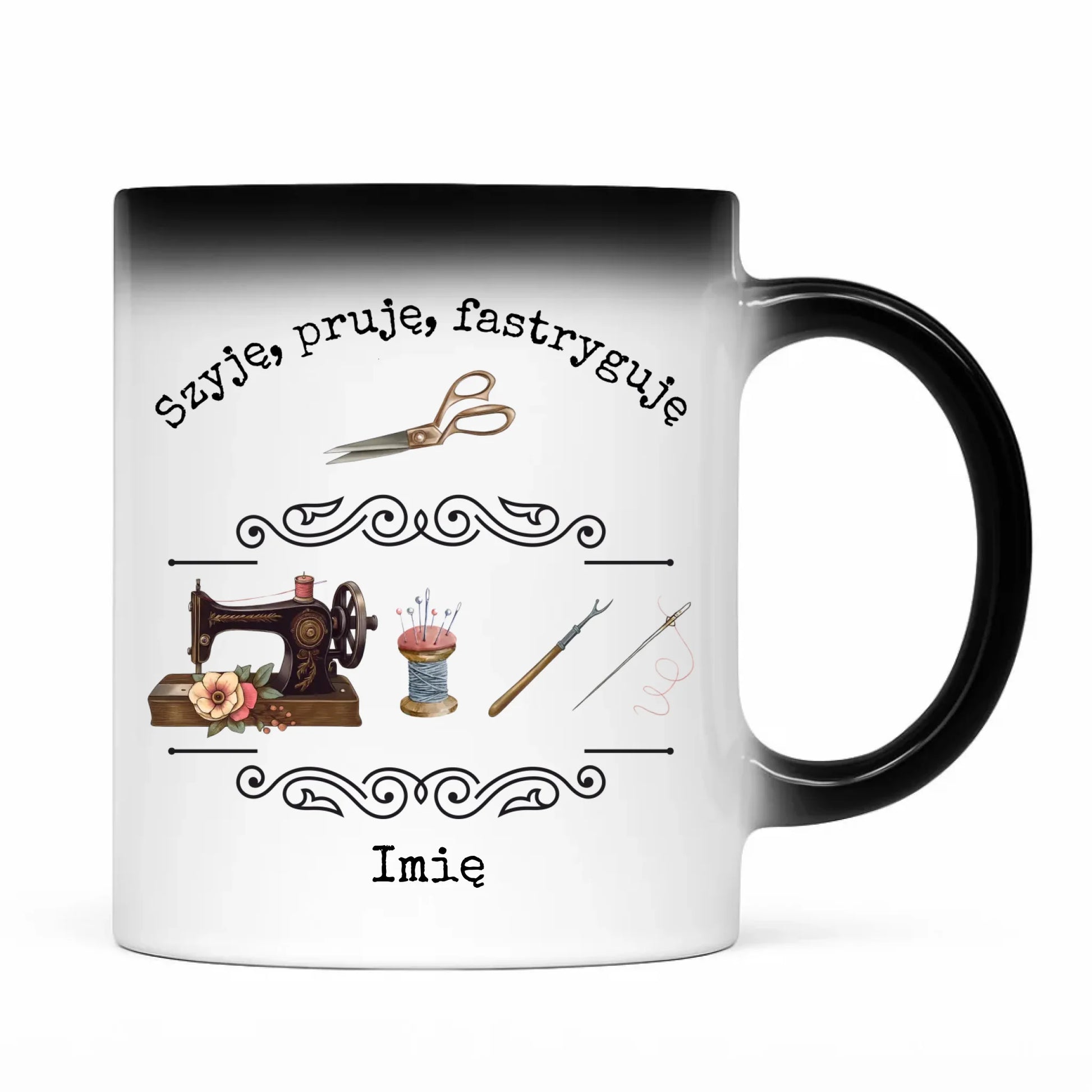 Kubek magiczny szyciowy dla krawcowej - Szyję, pruję, fastryguję HS13 - StoryCups.pl