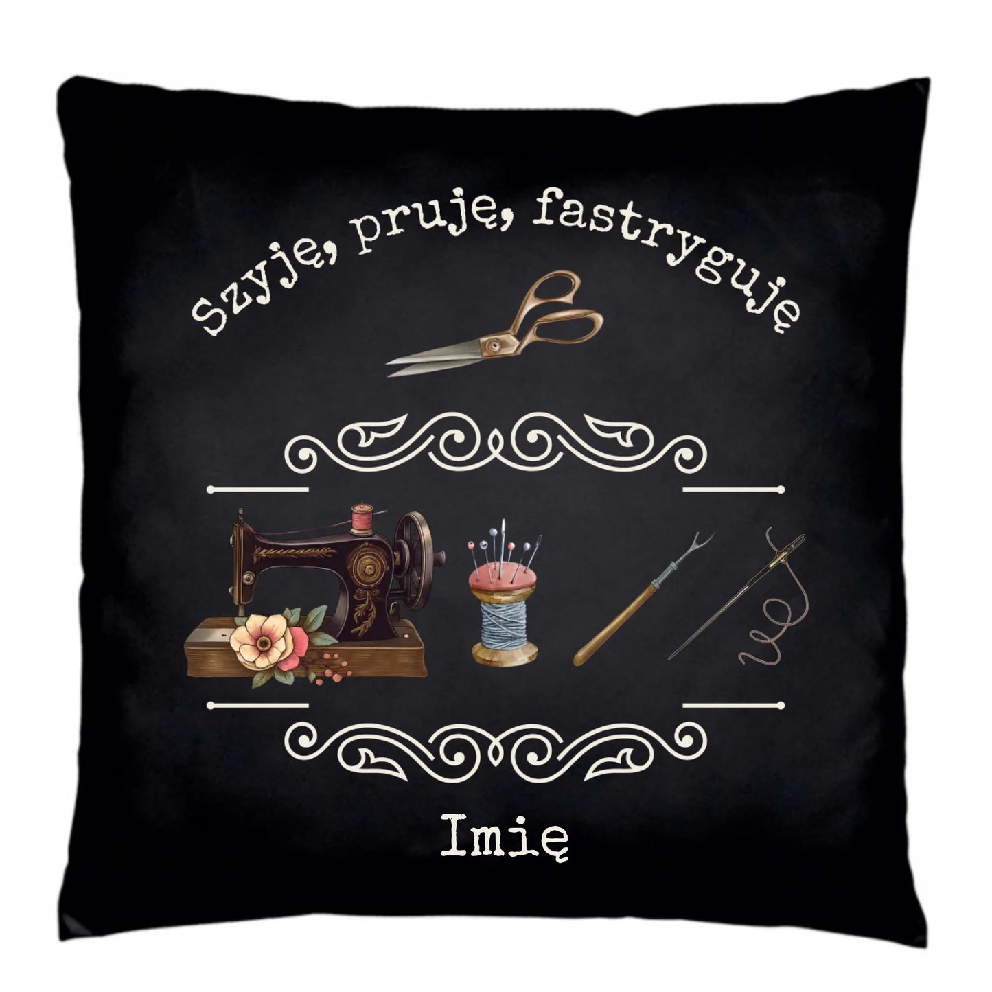 Poduszka dekoracyjna szyciowa dla krawcowej - Szyję, pruję, fastryguję HS13 - StoryCups.pl