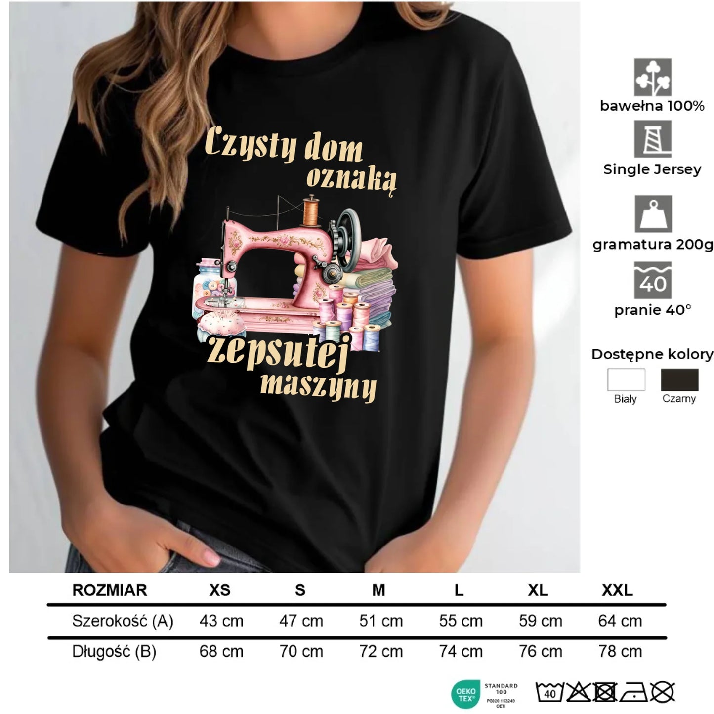 Koszulka damska szyciowa dla krawcowej - Czysty dom oznaką zepsutej maszyny HS15 - StoryCups.pl