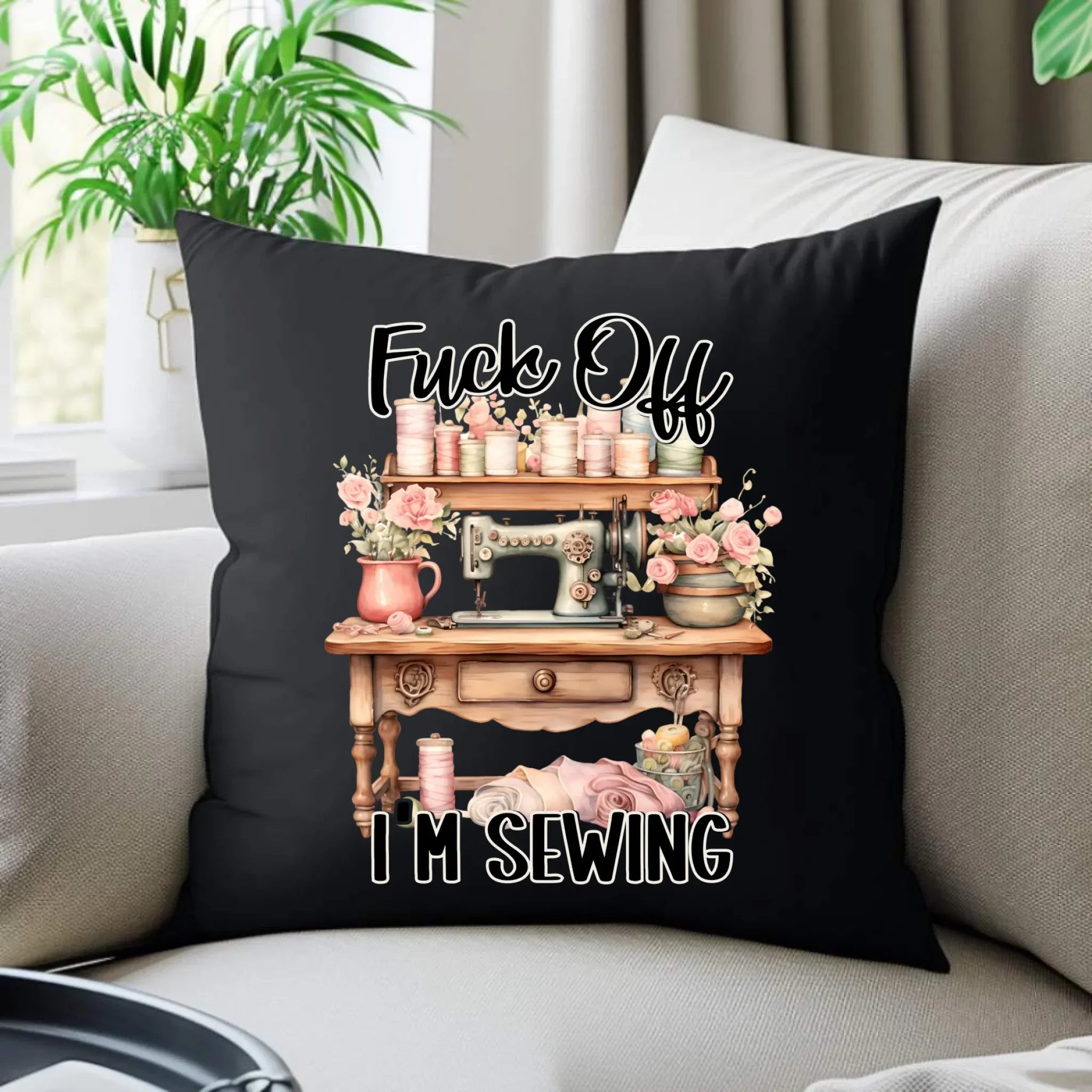 Poduszka dekoracyjna szyciowa dla krawcowej - Fck off im sewing HS16 - StoryCups.pl