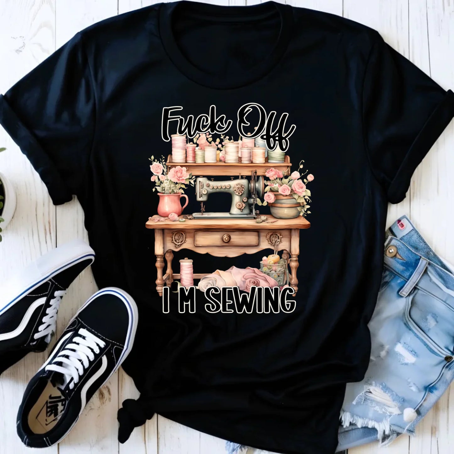 Koszulka damska szyciowa dla krawcowej - Fck off im sewing HS16 - StoryCups.pl