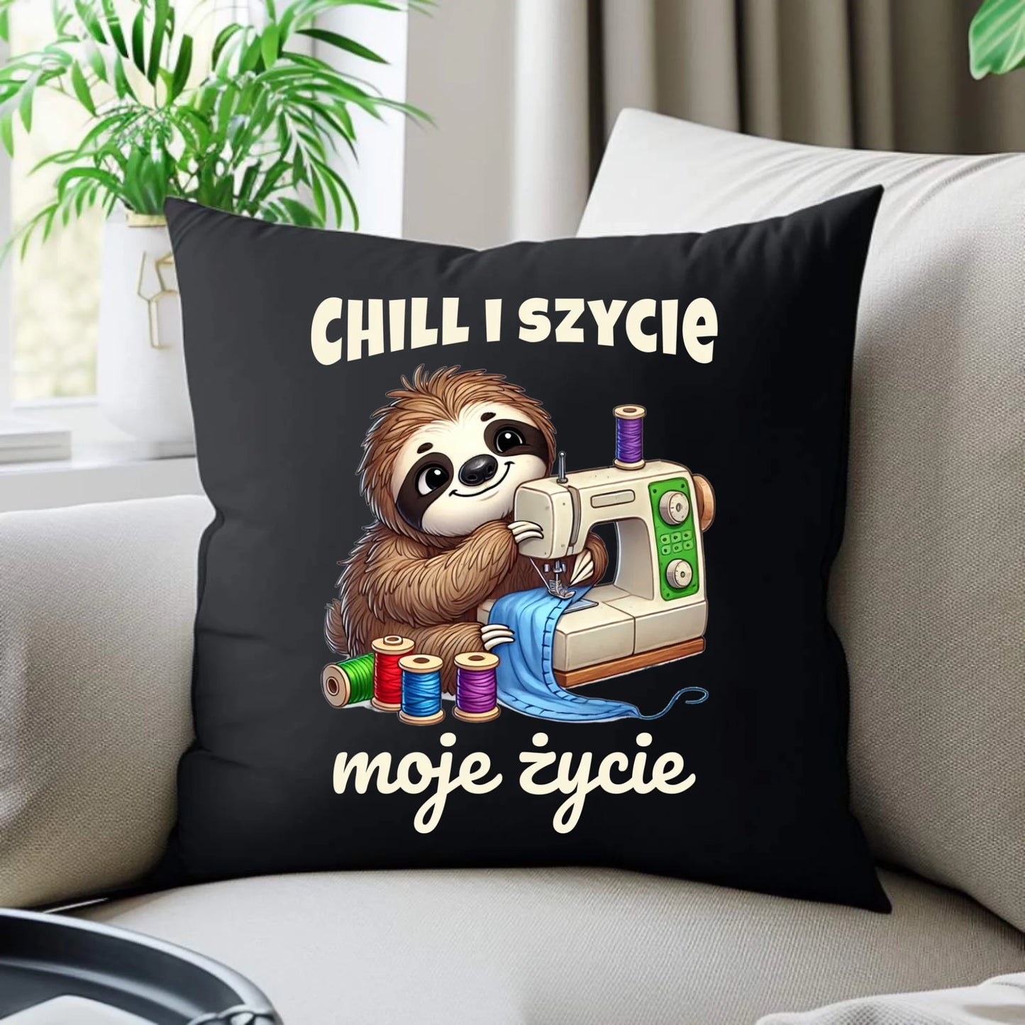 Poduszka dekoracyjna szyciowa dla krawcowej - Chill i szycie moje życie HS17 - StoryCups.pl