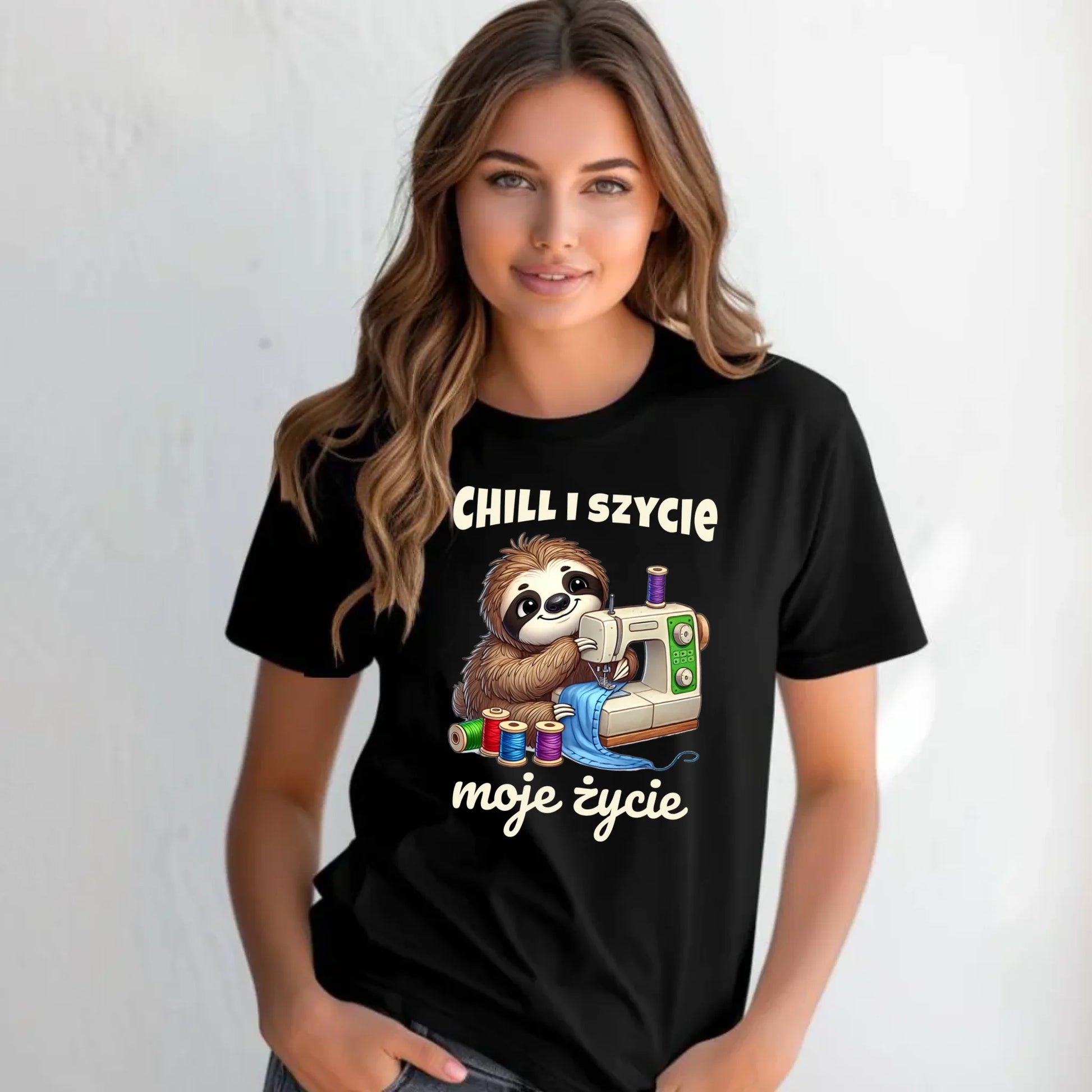 Koszulka damska szyciowa dla krawcowej - Chill i szycie moje życie HS17 - StoryCups.pl