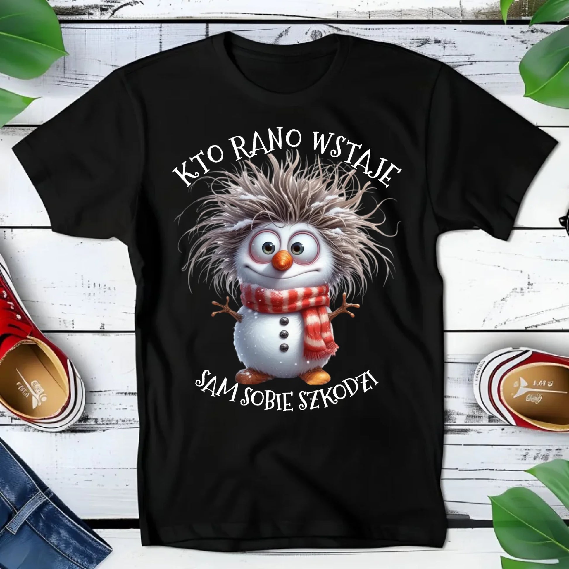 Koszulka dziecięca świąteczna - Bałwanek - Kto rano wstaje sam sobie szkodzi BN133 - StoryCups.pl