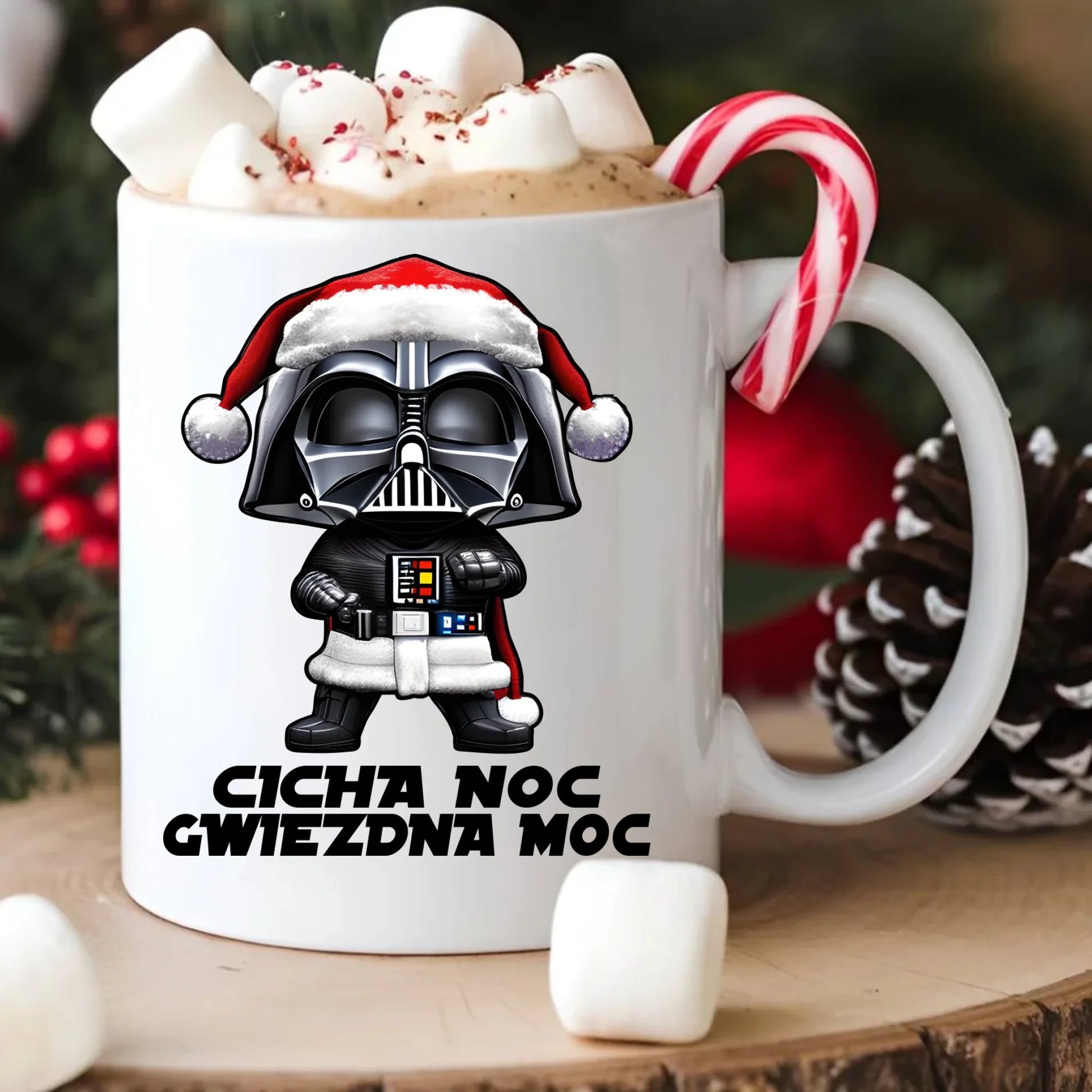 Kubek świąteczny dla fanów Gwiezdnych Wojen - Cicha noc, gwiezdna moc BN132 - StoryCups.pl