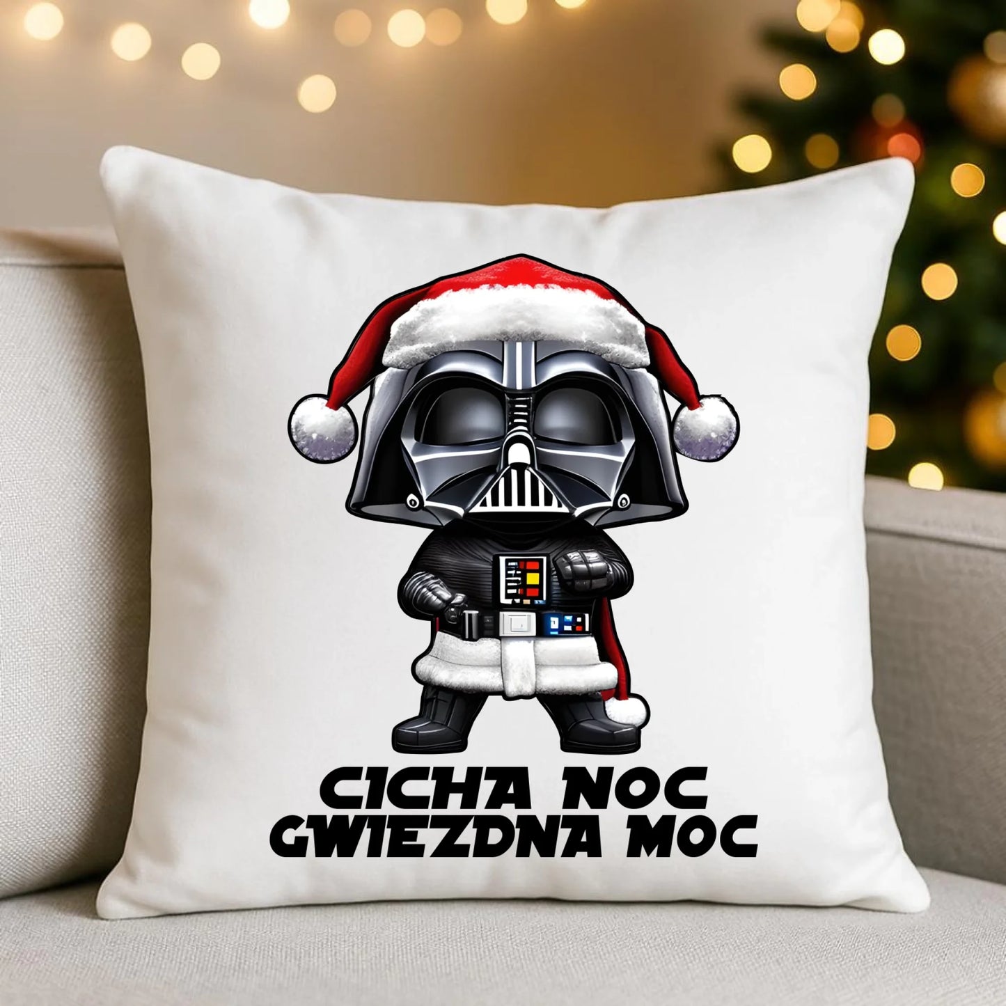 Poduszka świąteczna dla fanów Gwiezdnych Wojen - Cicha noc, gwiezdna moc BN132 - StoryCups.pl