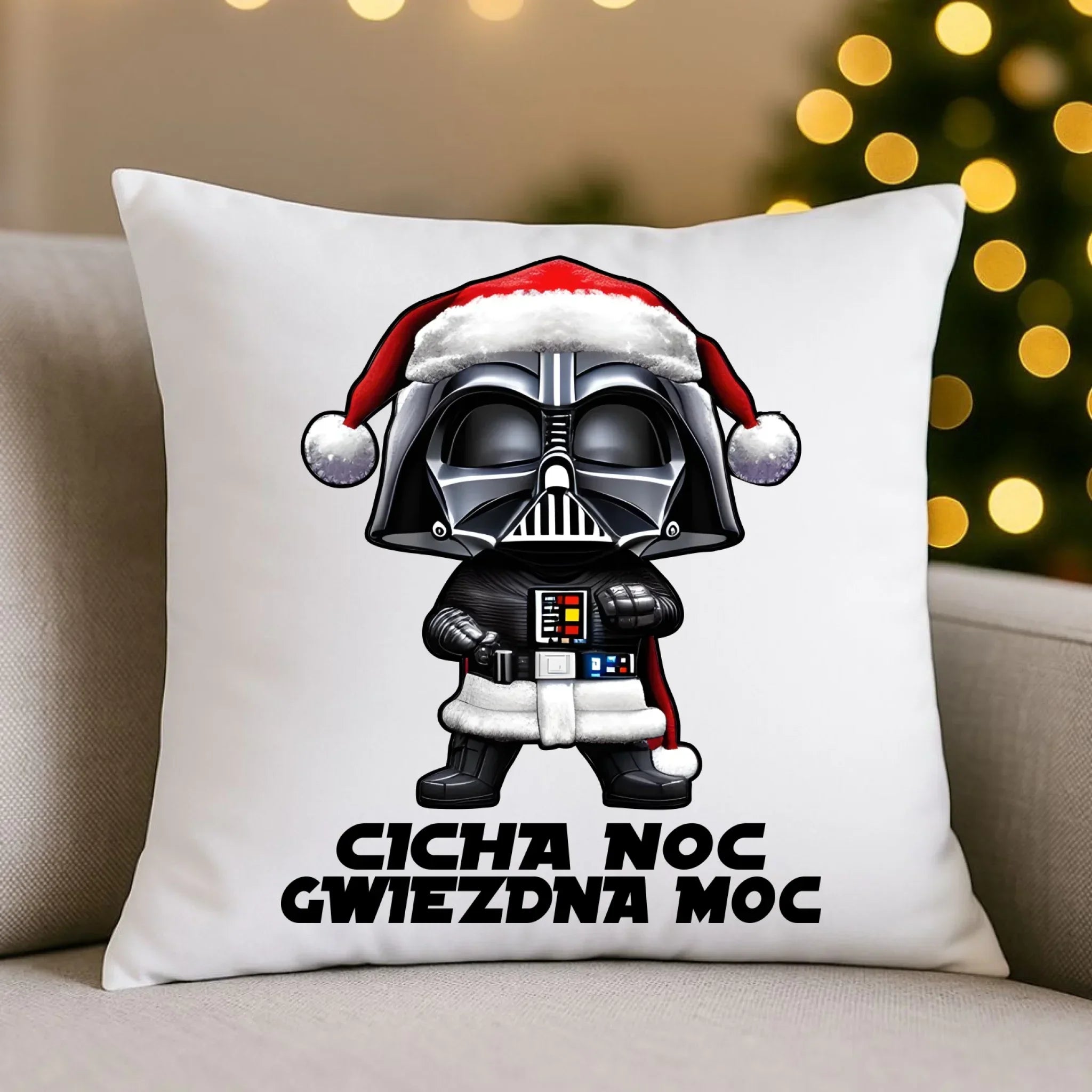 Poduszka świąteczna dla fanów Gwiezdnych Wojen - Cicha noc, gwiezdna moc BN132 - StoryCups.pl