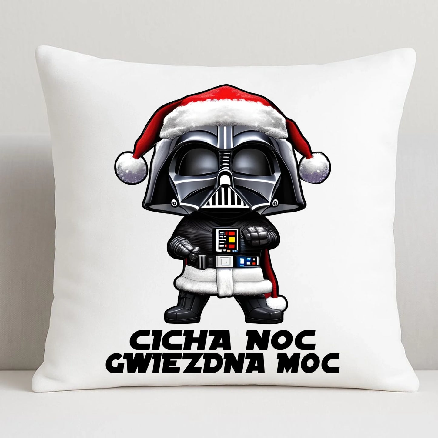 Poduszka świąteczna dla fanów Gwiezdnych Wojen - Cicha noc, gwiezdna moc BN132 - StoryCups.pl