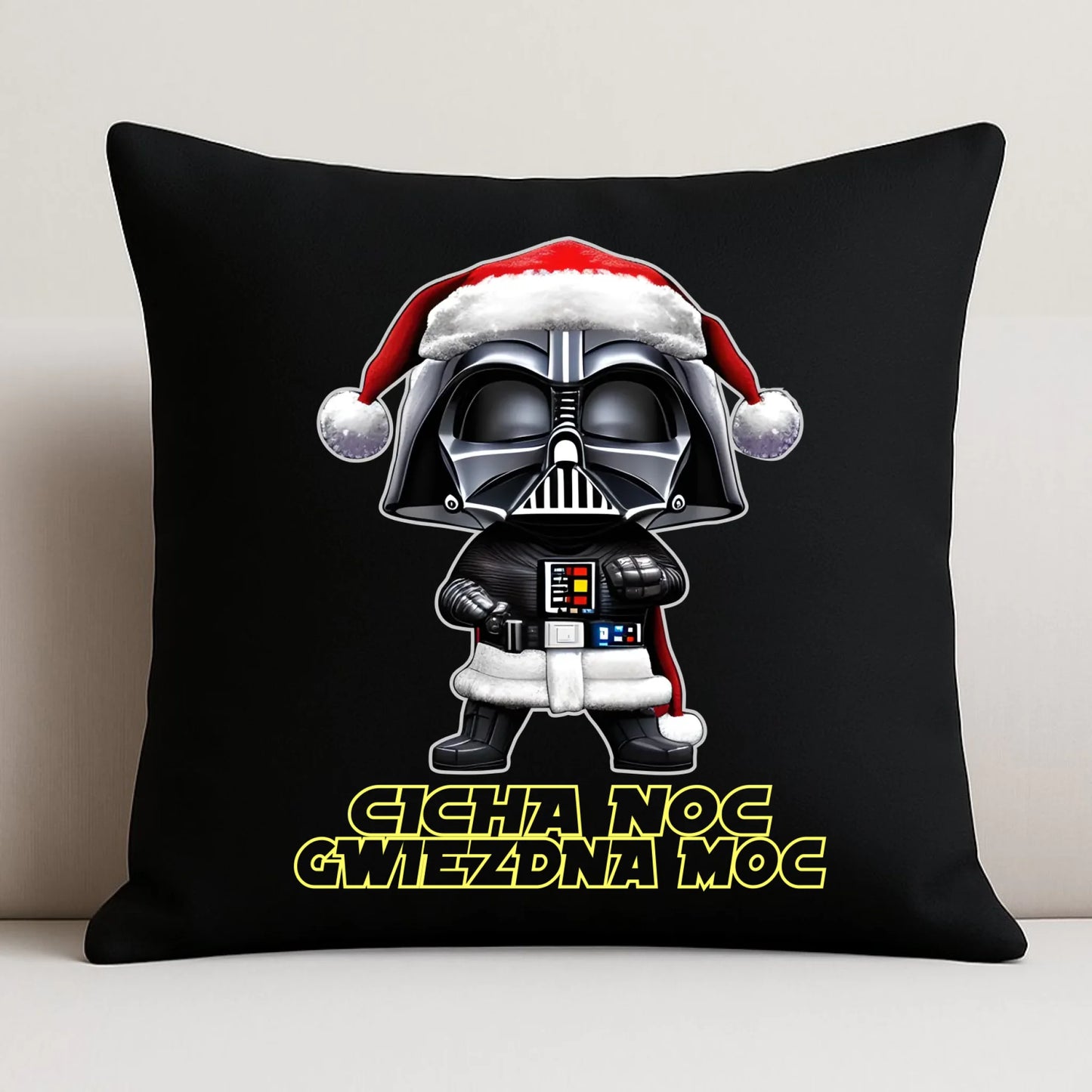 Poduszka dekoracyjna świąteczna dla fanów Gwiezdnych Wojen - Cicha noc, gwiezdna moc BN132 - StoryCups.pl