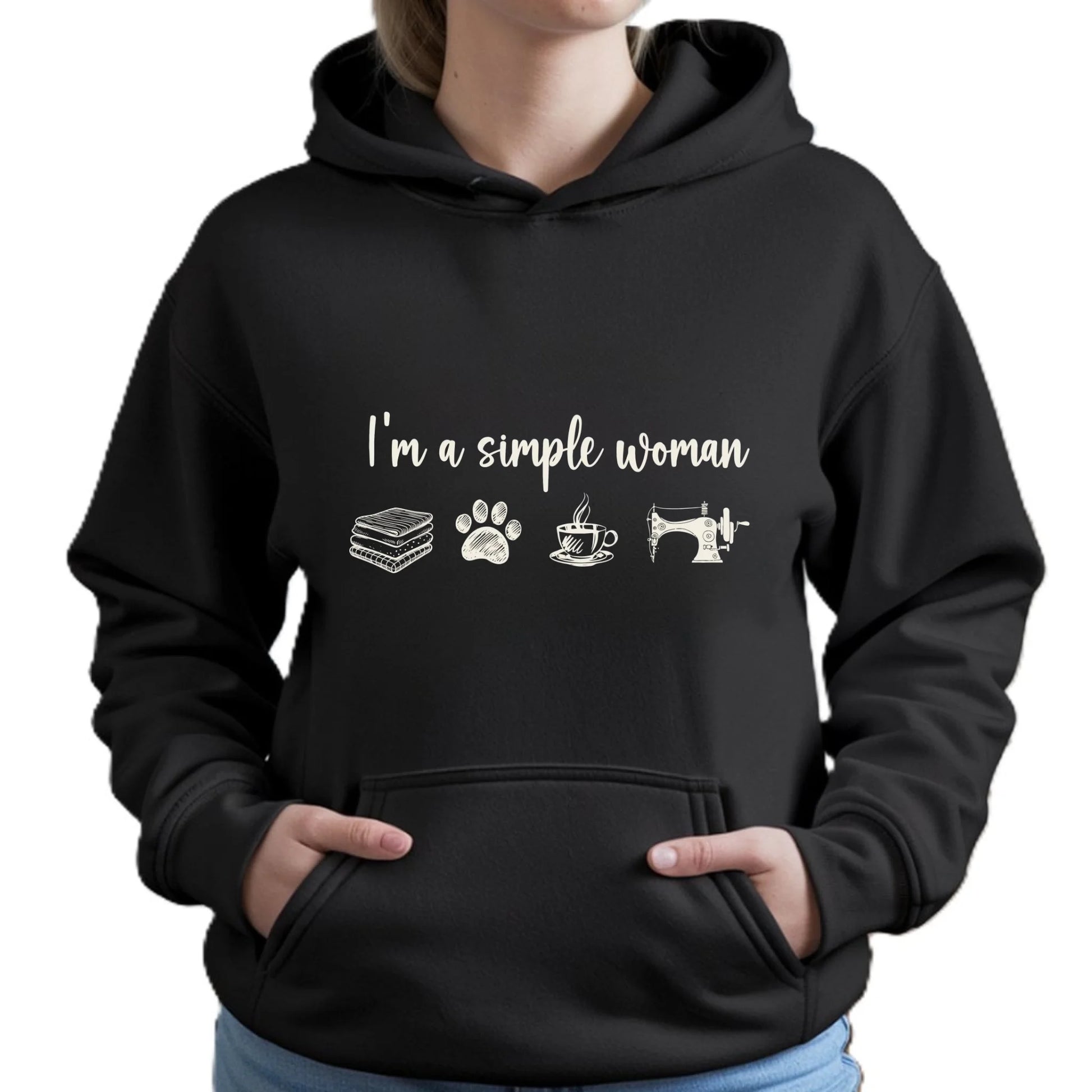Bluza damska z kapturem szyciowa dla krawcowej - I'm a simple woman HS20 - StoryCups.pl