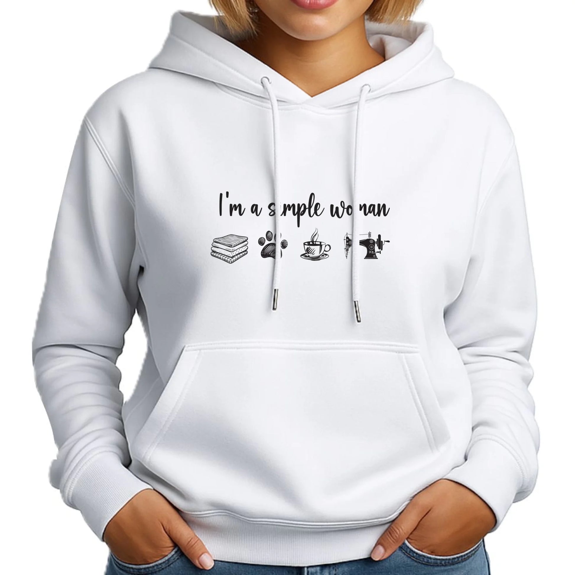 Bluza damska z kapturem szyciowa dla krawcowej - I'm a simple woman HS20 - StoryCups.pl