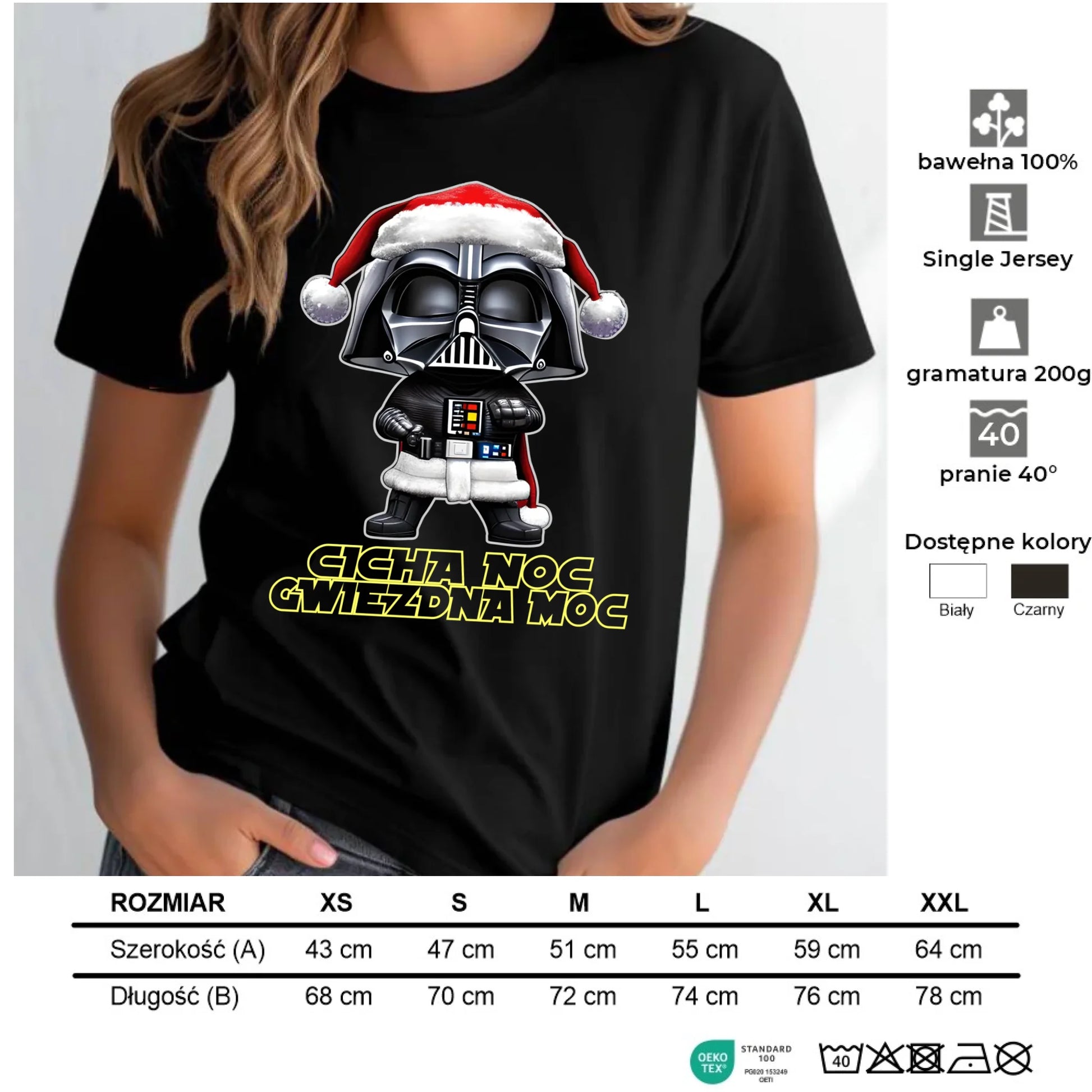 Koszulka damska świąteczna dla fanów Gwiezdnych Wojen - Cicha noc, gwiezdna moc BN132 - StoryCups.pl