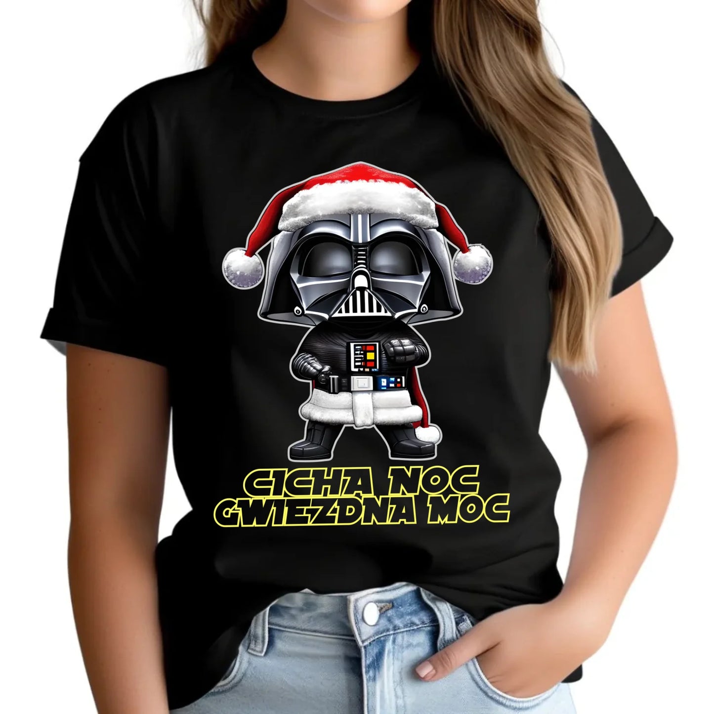 Koszulka damska świąteczna dla fanów Gwiezdnych Wojen - Cicha noc, gwiezdna moc BN132 - StoryCups.pl