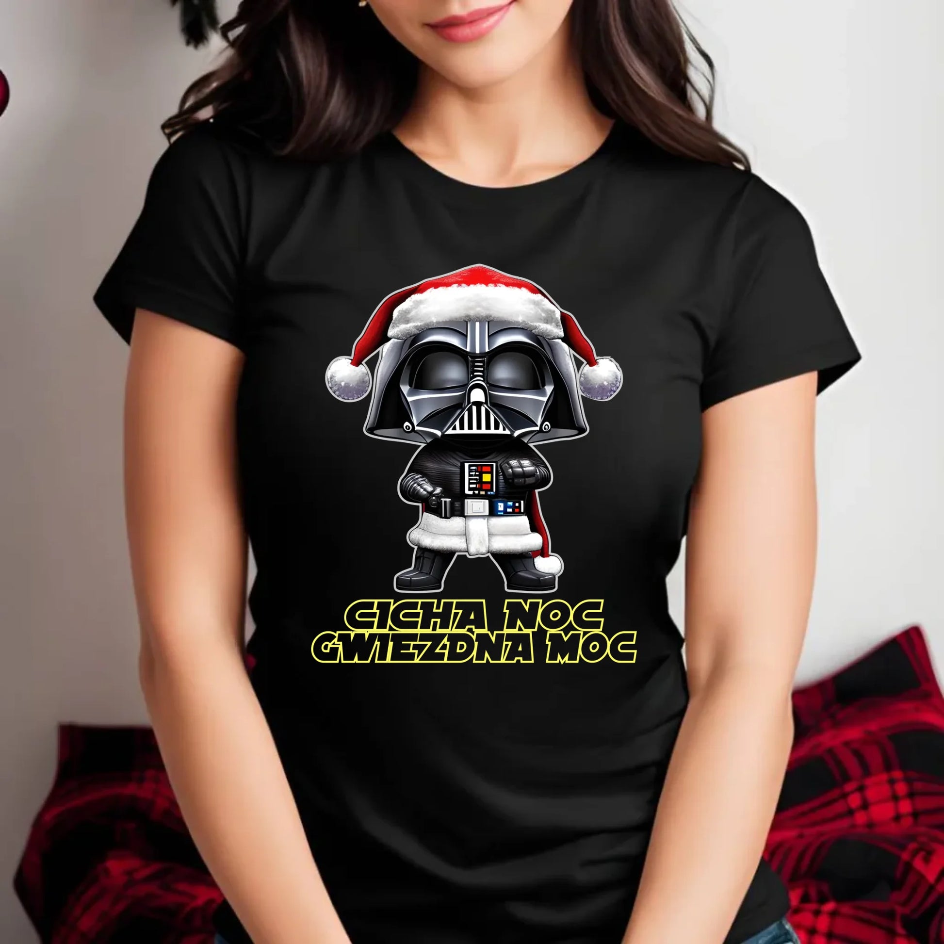 Koszulka damska świąteczna dla fanów Gwiezdnych Wojen - Cicha noc, gwiezdna moc BN132 - StoryCups.pl