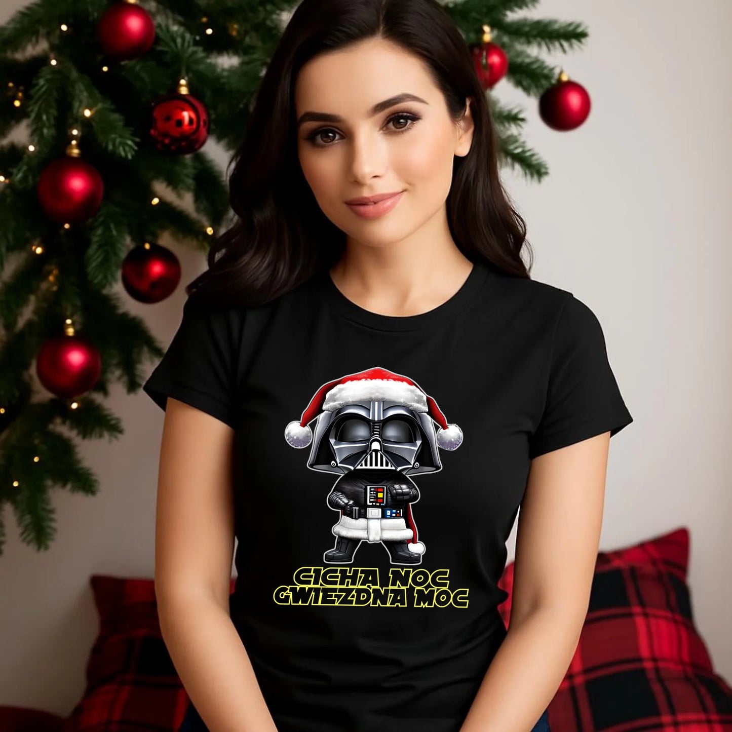 Koszulka damska świąteczna dla fanów Gwiezdnych Wojen - Cicha noc, gwiezdna moc BN132 - StoryCups.pl