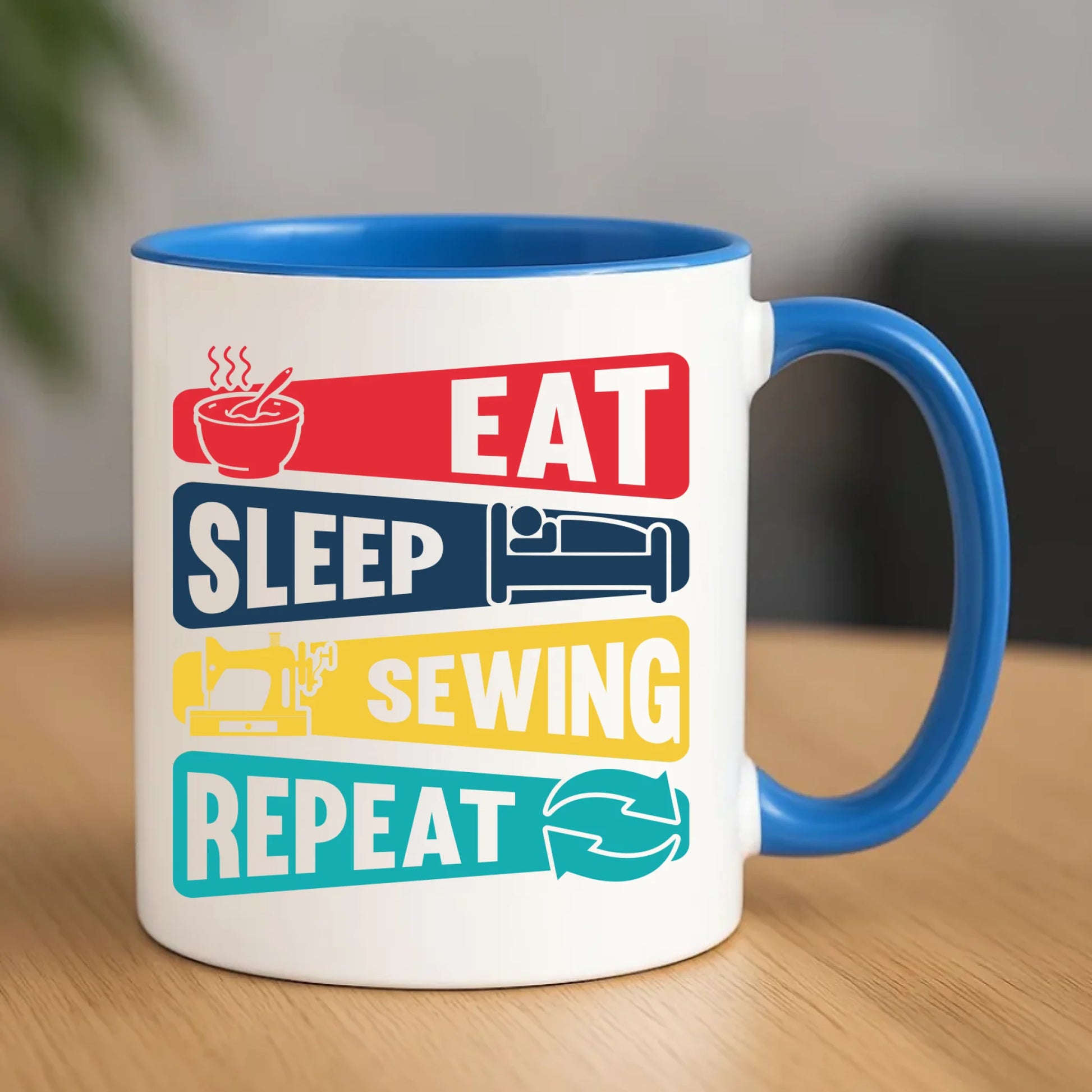 Kubek szyciowy dla krawcowej – Eat sleep sewing repeat HS21 - StoryCups.pl