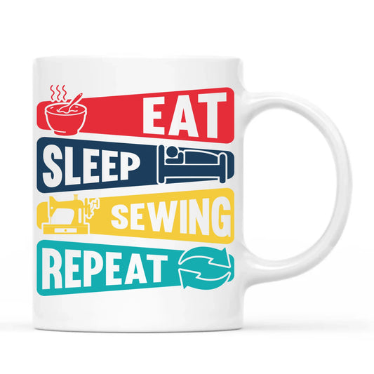 Kubek szyciowy dla krawcowej – Eat sleep sewing repeat HS21 - StoryCups.pl