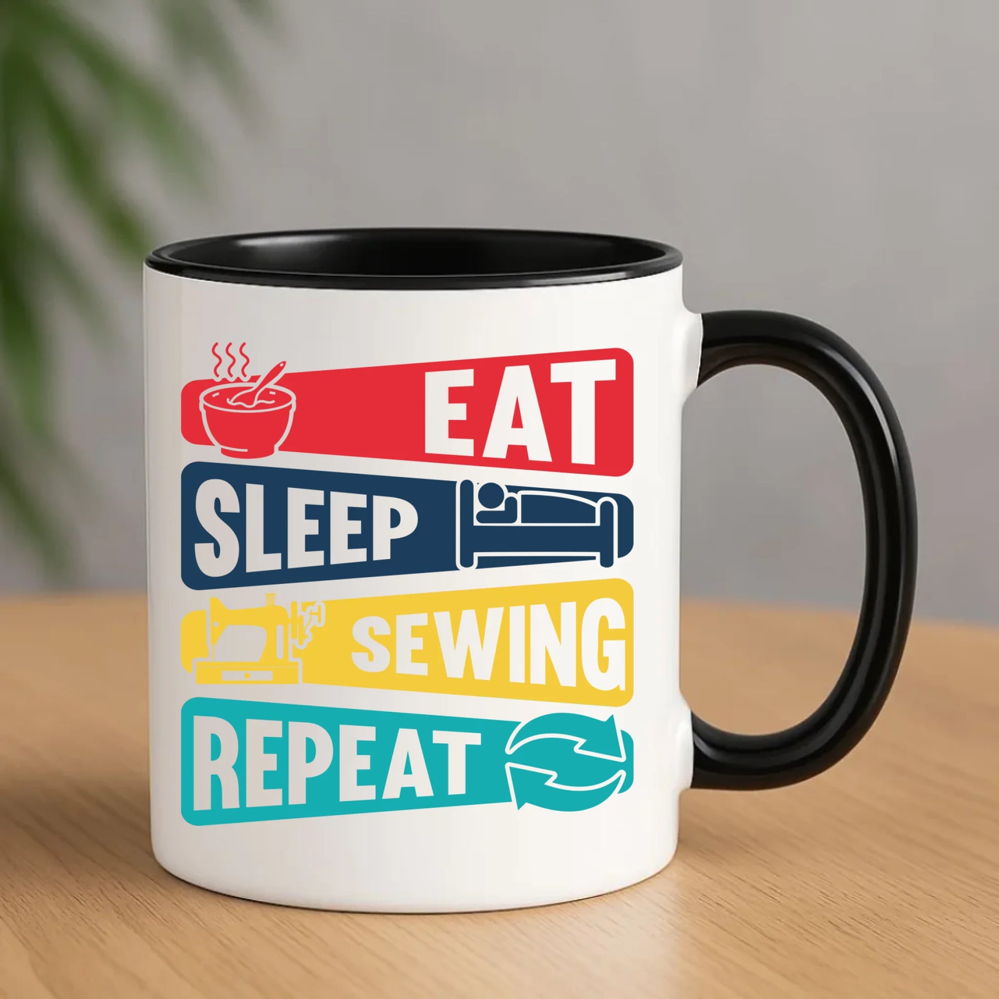 Kubek szyciowy dla krawcowej – Eat sleep sewing repeat HS21 - StoryCups.pl