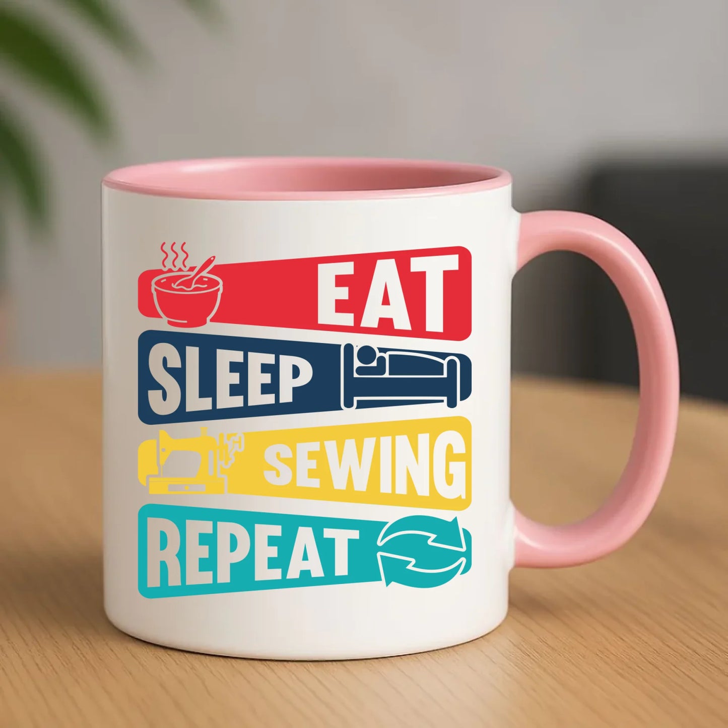Kubek szyciowy dla krawcowej – Eat sleep sewing repeat HS21 - StoryCups.pl