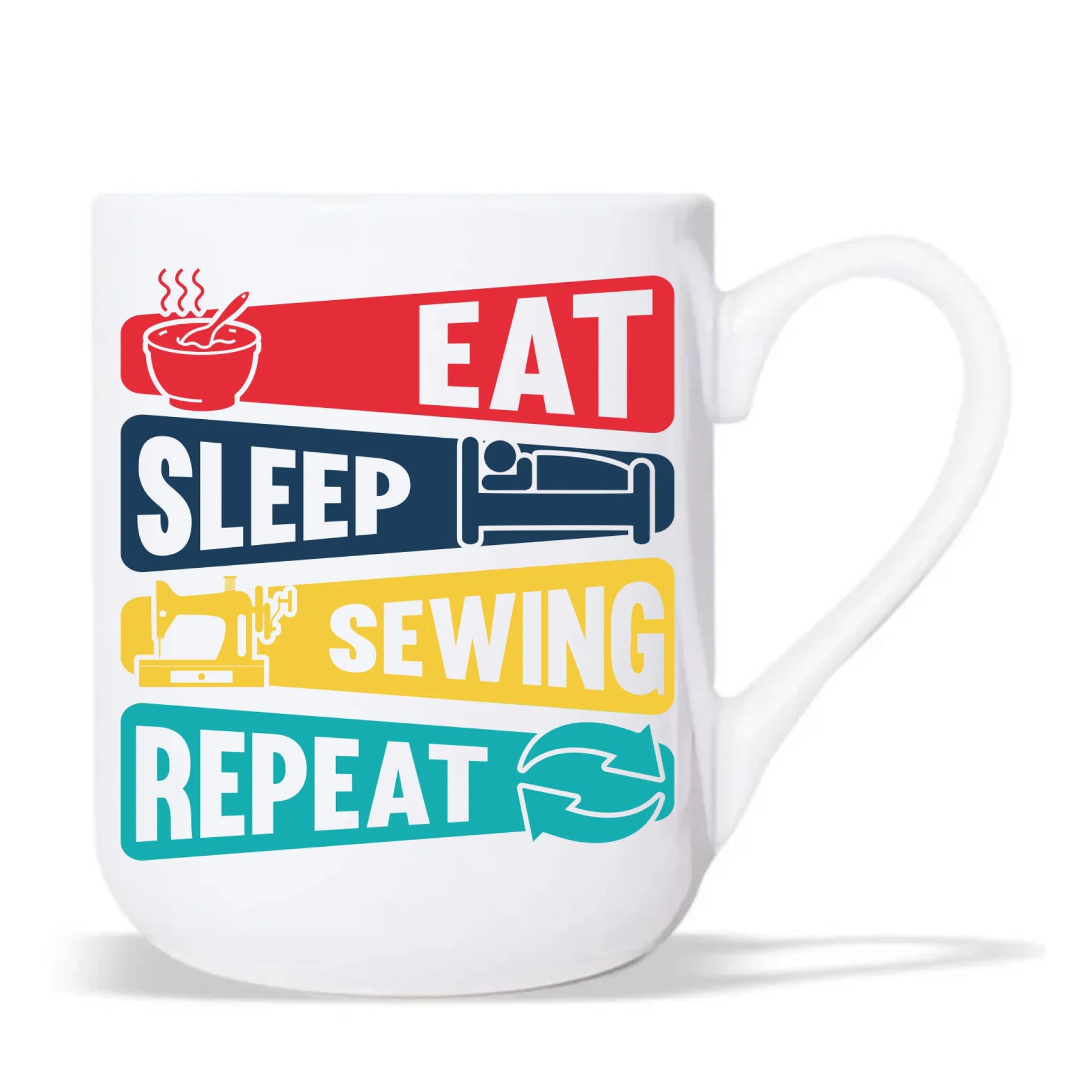Kubek elegant szyciowy dla krawcowej - Eat sleep sewing repeat HS21 - StoryCups.pl