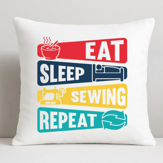Poduszka szyciowa dla krawcowej - Eat sleep sewing repeat HS21 - StoryCups.pl
