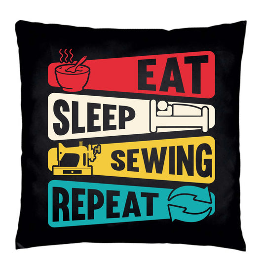 Poduszka dekoracyjna szyciowa dla krawcowej - Eat sleep sewing repeat HS21 - StoryCups.pl