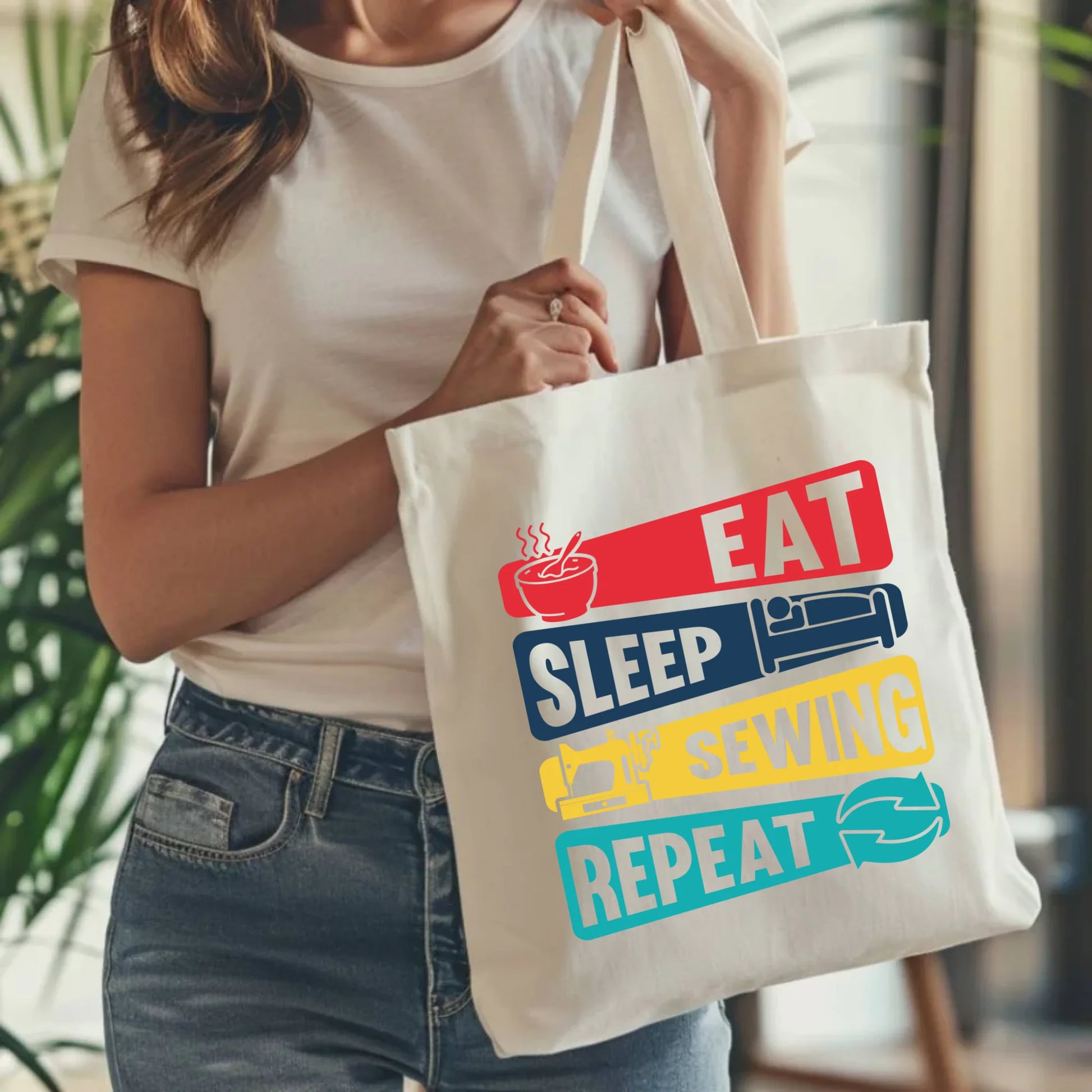 Torba szyciowa dla krawcowej - Eat sleep sewing repeat HS21 - StoryCups.pl