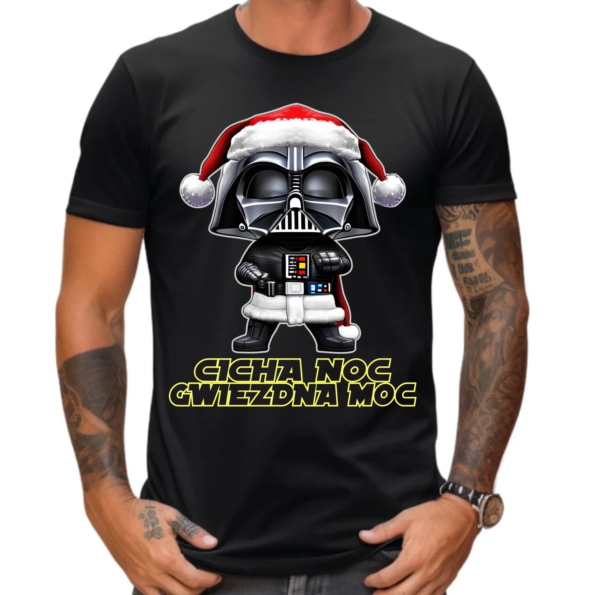 Koszulka męska świąteczna dla fanów Gwiezdnych Wojen - Cicha noc, gwiezdna moc BN132 - StoryCups.pl